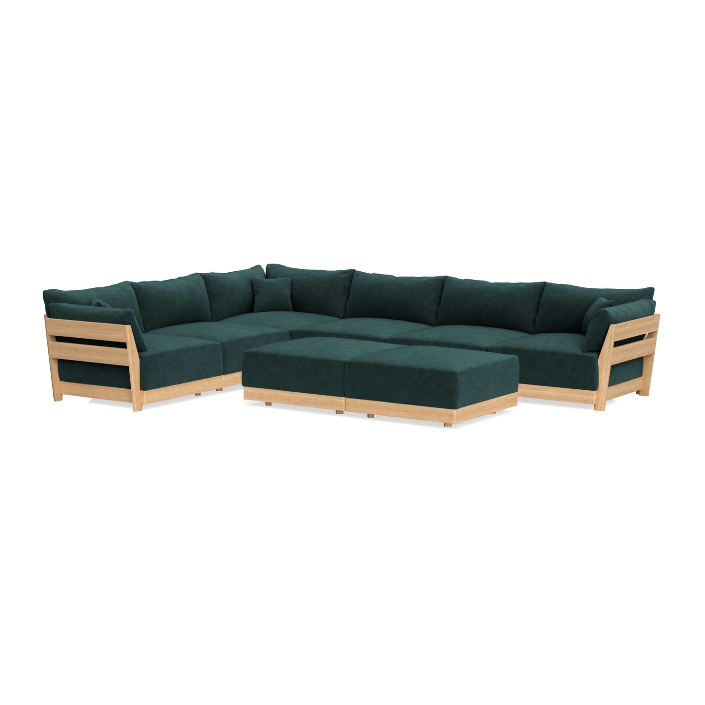Slipcover Only - Modular Bondi 6-Seater Corner Sectional + Bench Ottoman in Harbor Blue