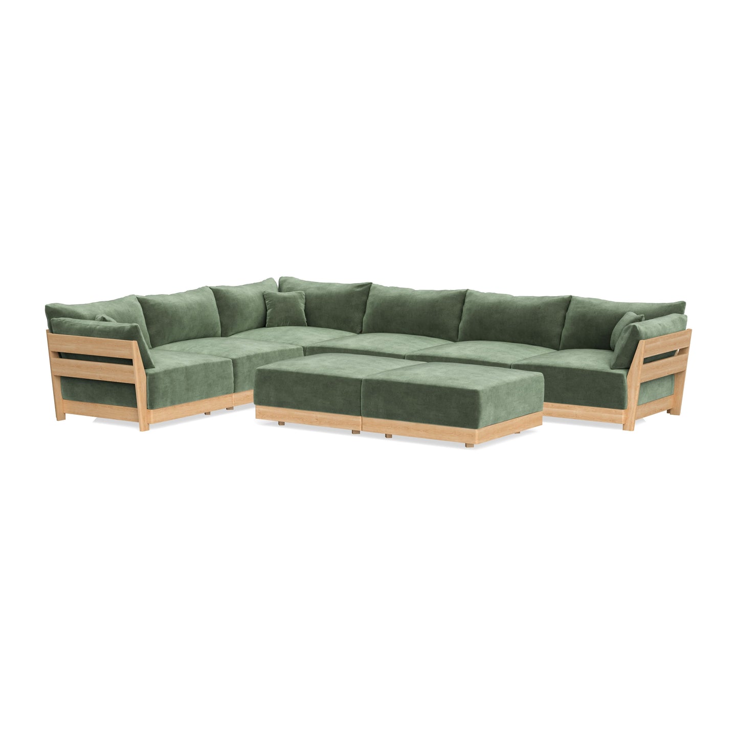 Slipcover Only - Modular Bondi 6-Seater Corner Sectional + Bench Ottoman in Rosemary