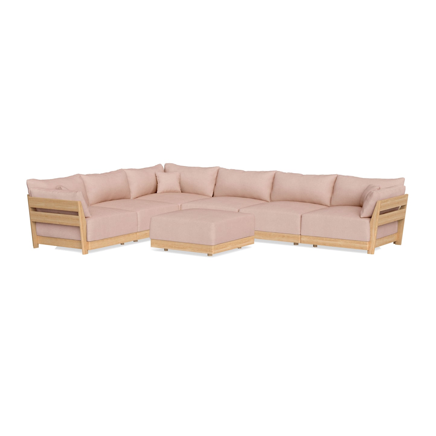 Slipcover Only - Modular Bondi 6-Seater Corner Sectional + Ottoman in Rose Quartz