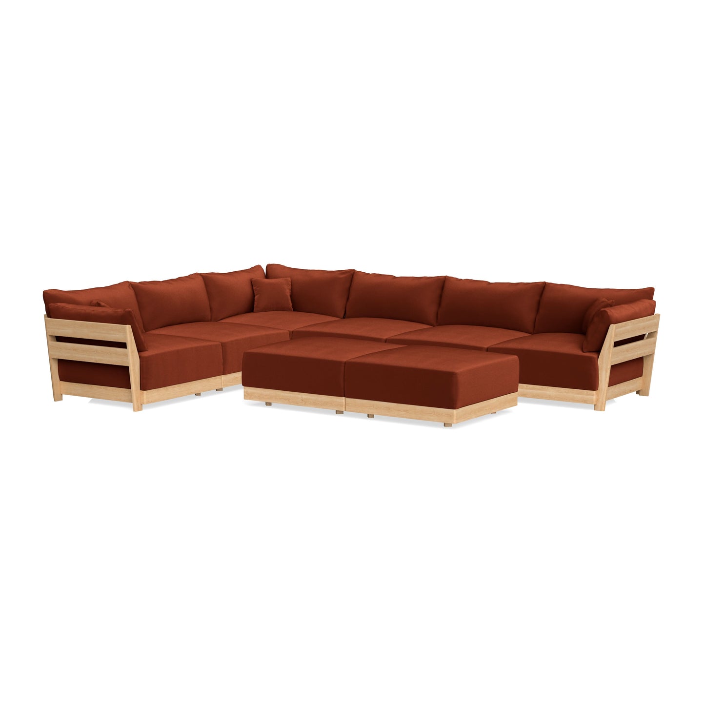 Slipcover Only - Modular Bondi 6-Seater Corner Sectional + Bench Ottoman in Rust