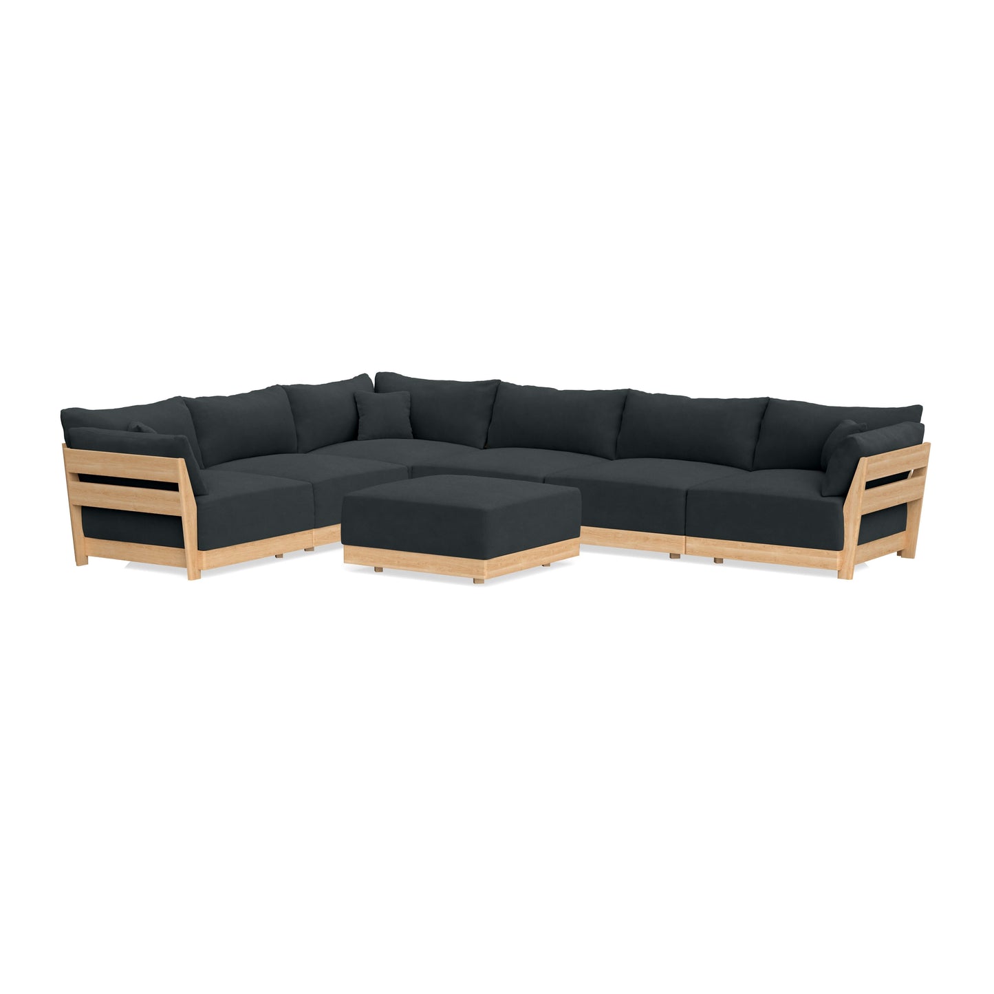 Slipcover Only - Modular Bondi 6-Seater Corner Sectional + Ottoman in Obsidian