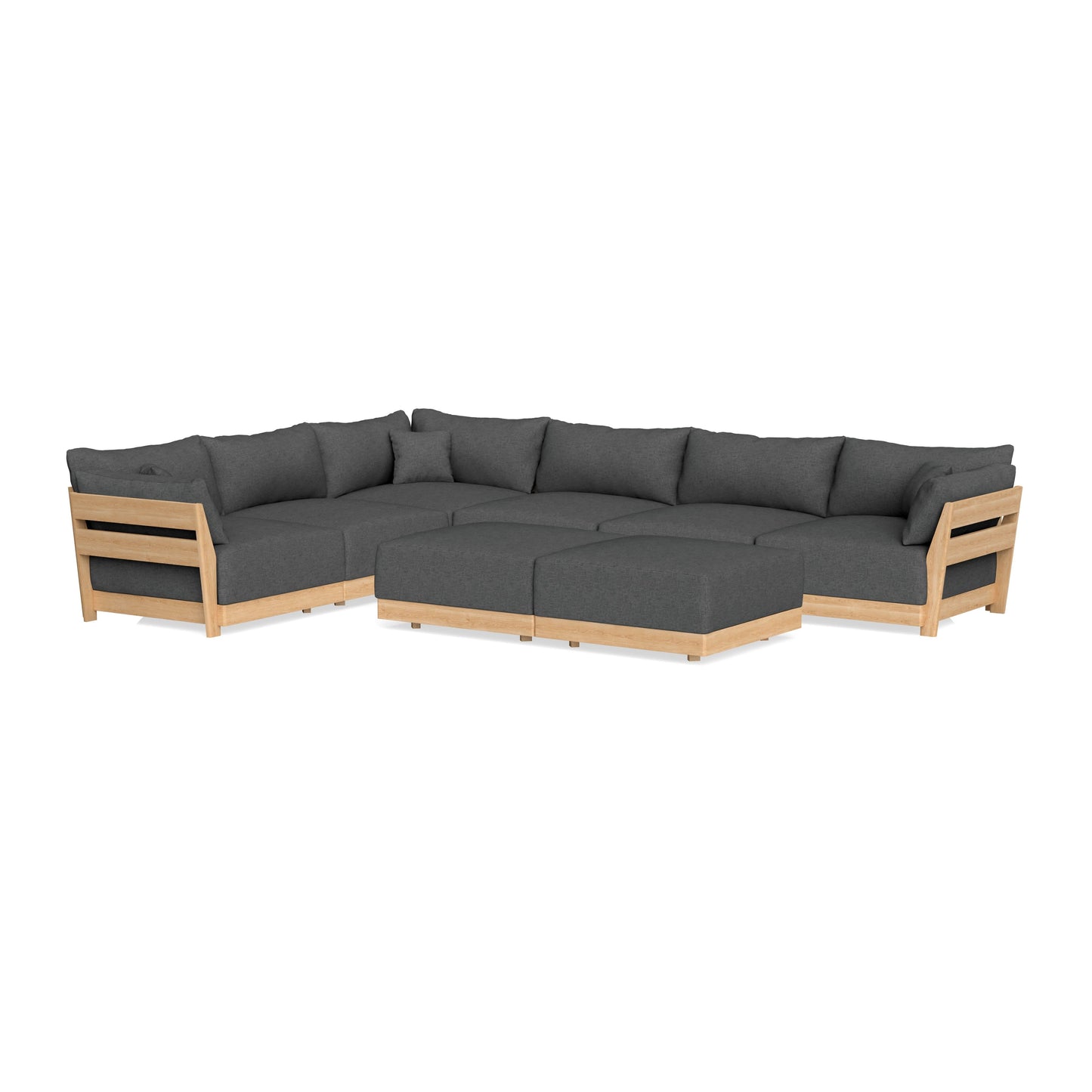 Slipcover Only - Modular Bondi 6-Seater Corner Sectional + Bench Ottoman in Pebble