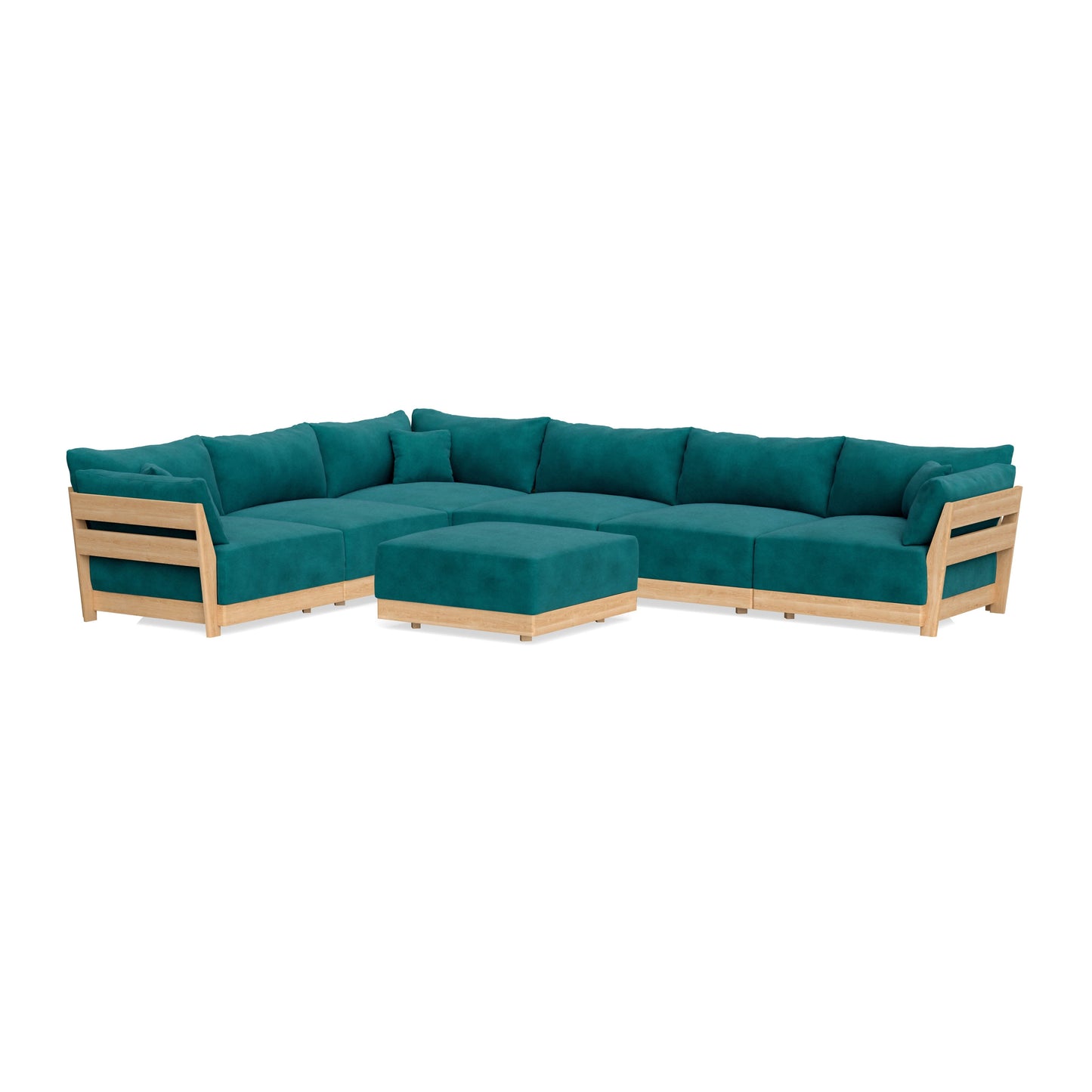 Slipcover Only - Modular Bondi 6-Seater Corner Sectional + Ottoman in Peacock