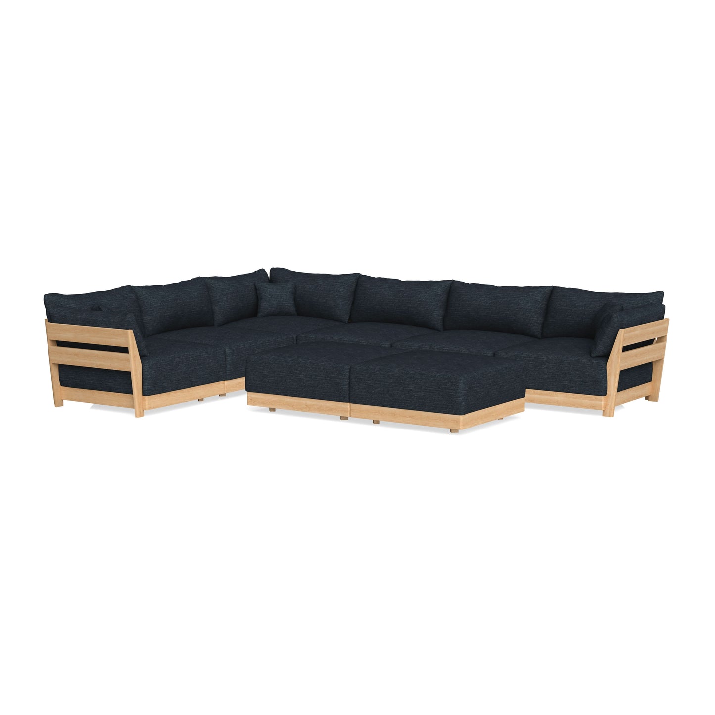 Slipcover Only - Modular Bondi 6-Seater Corner Sectional + Bench Ottoman in Baltic Blue