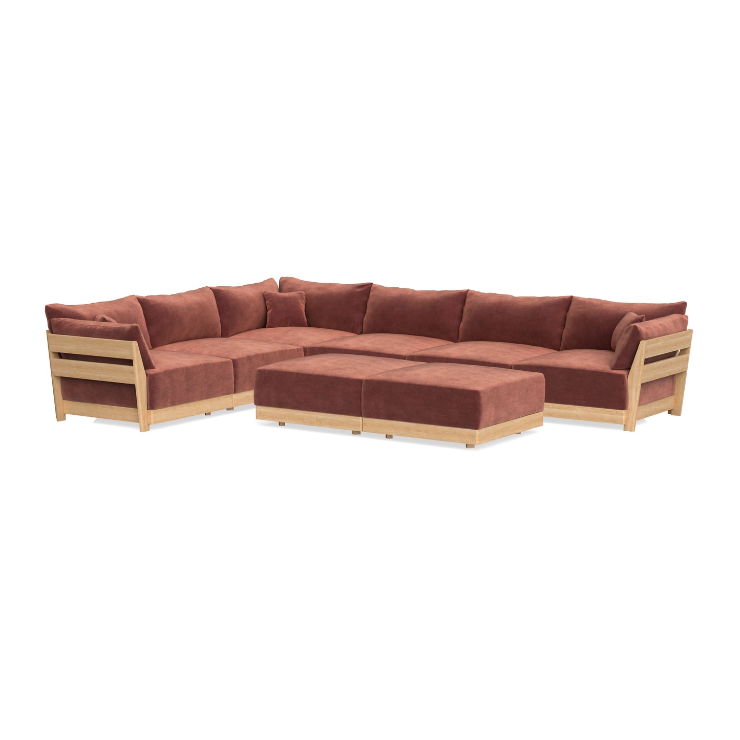 Slipcover Only - Modular Bondi 6-Seater Corner Sectional + Bench Ottoman in Spice