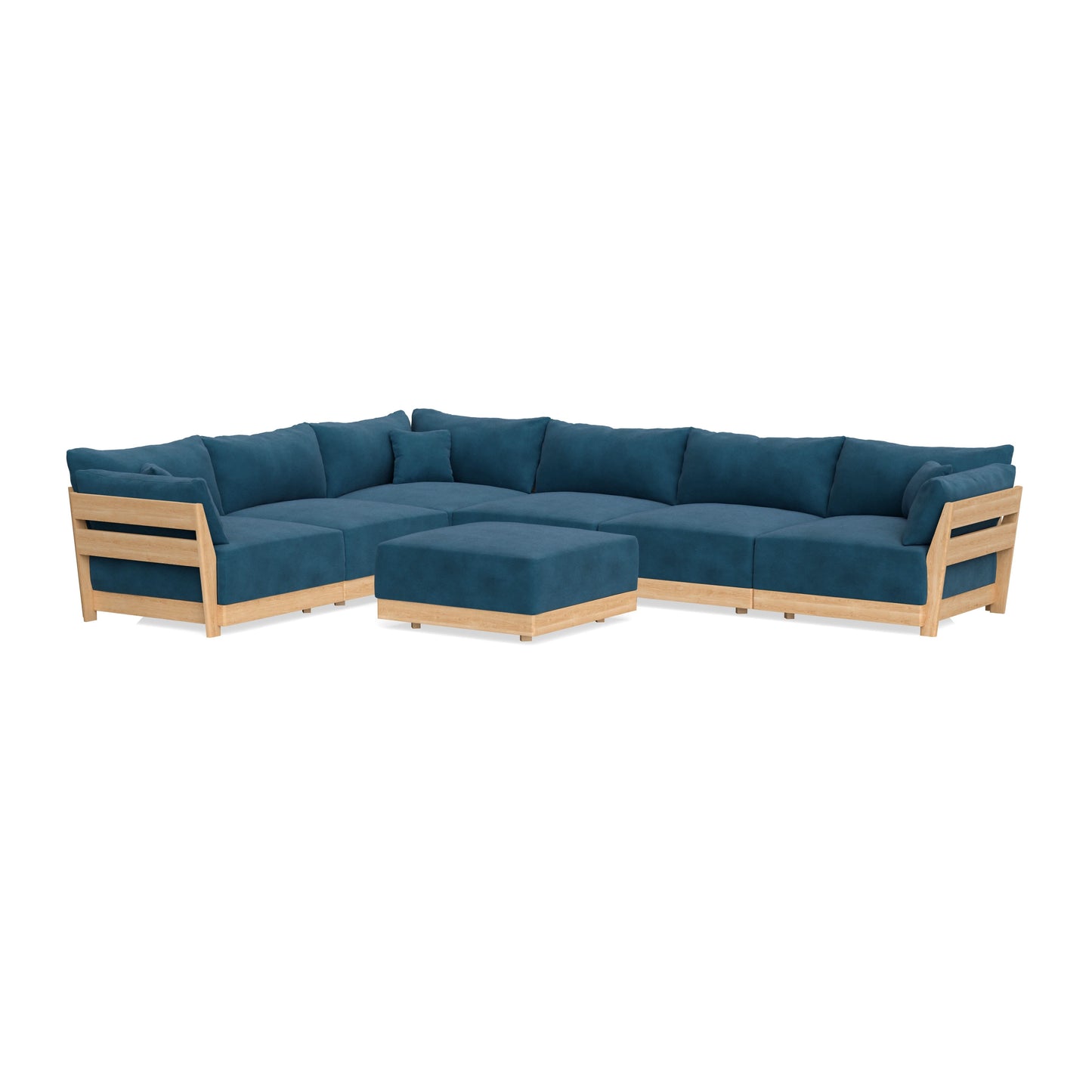 Slipcover Only - Modular Bondi 6-Seater Corner Sectional + Ottoman in Commodore Blue
