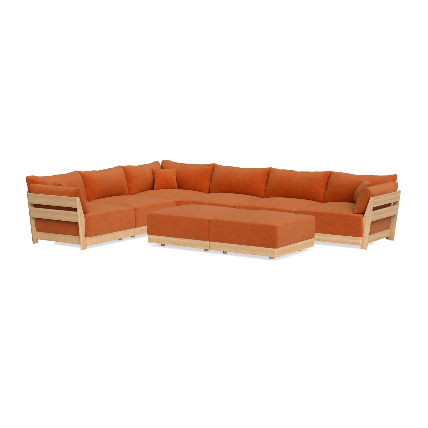 Slipcover Only - Modular Bondi 6-Seater Corner Sectional + Bench Ottoman in Terracotta