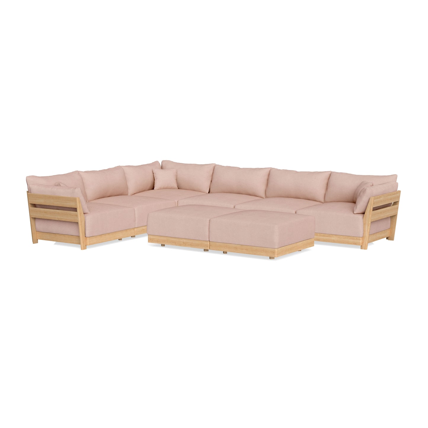 Slipcover Only - Modular Bondi 6-Seater Corner Sectional + Bench Ottoman in Rose Quartz
