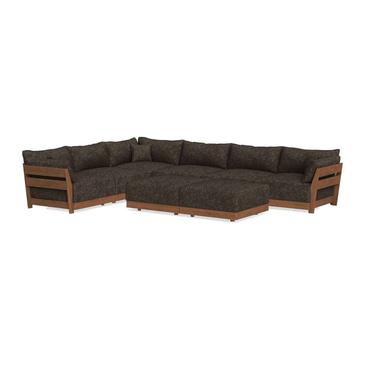 Modular Bondi Espresso 6-Seater Corner Sectional + Bench Ottoman in Phantom | Classic Blend