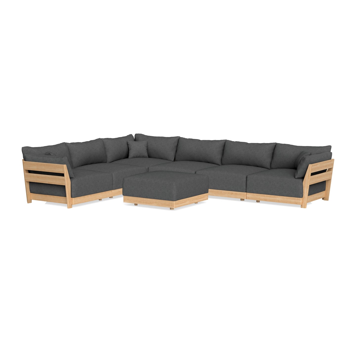 Slipcover Only - Modular Bondi 6-Seater Corner Sectional + Ottoman in Pebble