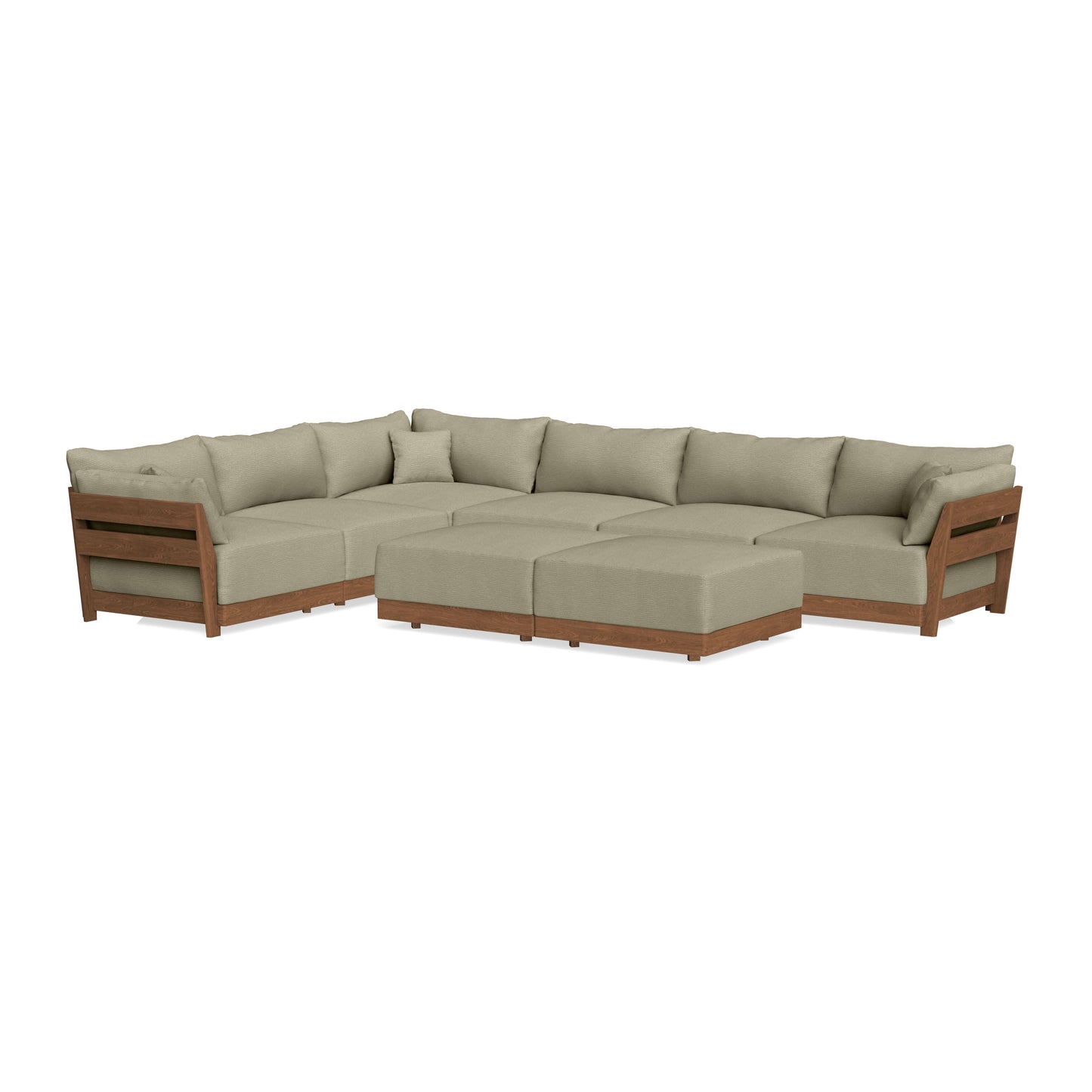Modular Bondi Espresso 6-Seater Corner Sectional + Bench Ottoman in Cappuccino | Classic Blend