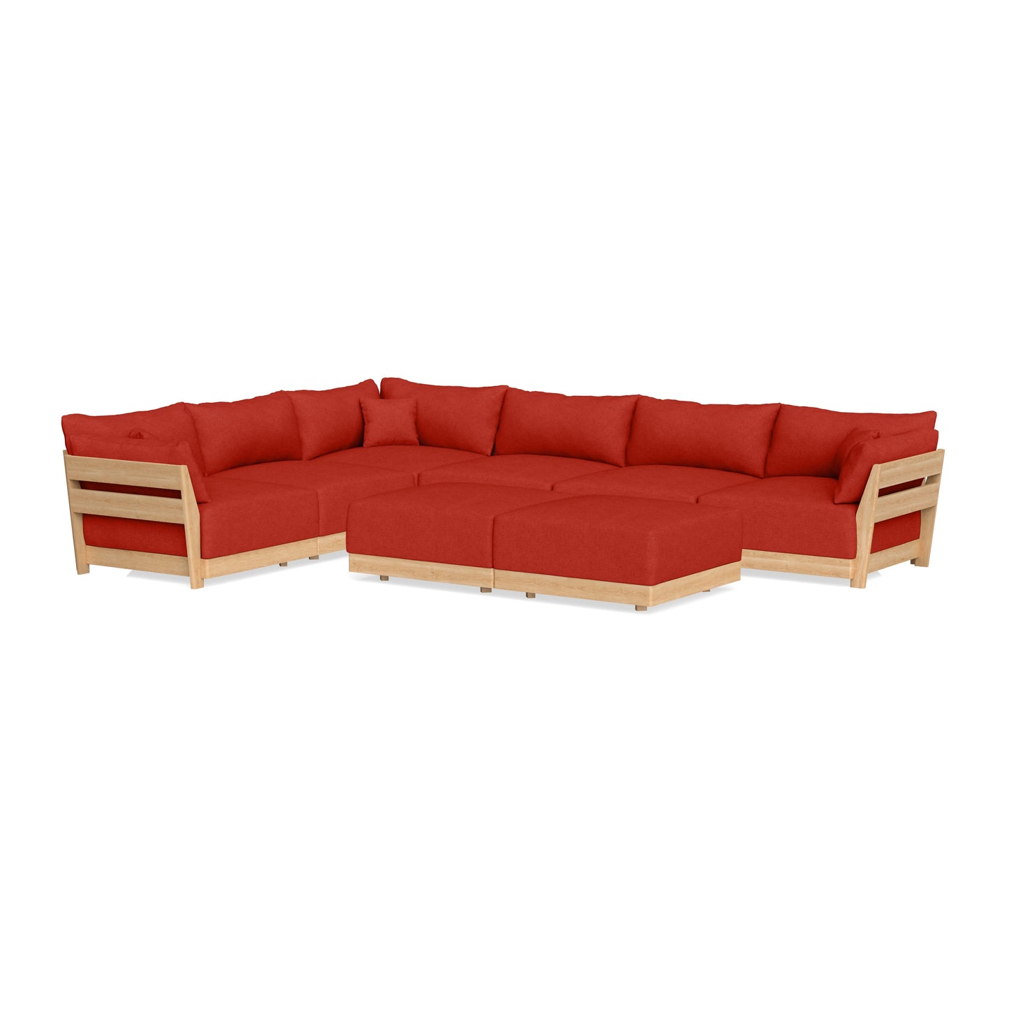 Slipcover Only - Modular Bondi 6-Seater Corner Sectional + Bench Ottoman in Cayenne