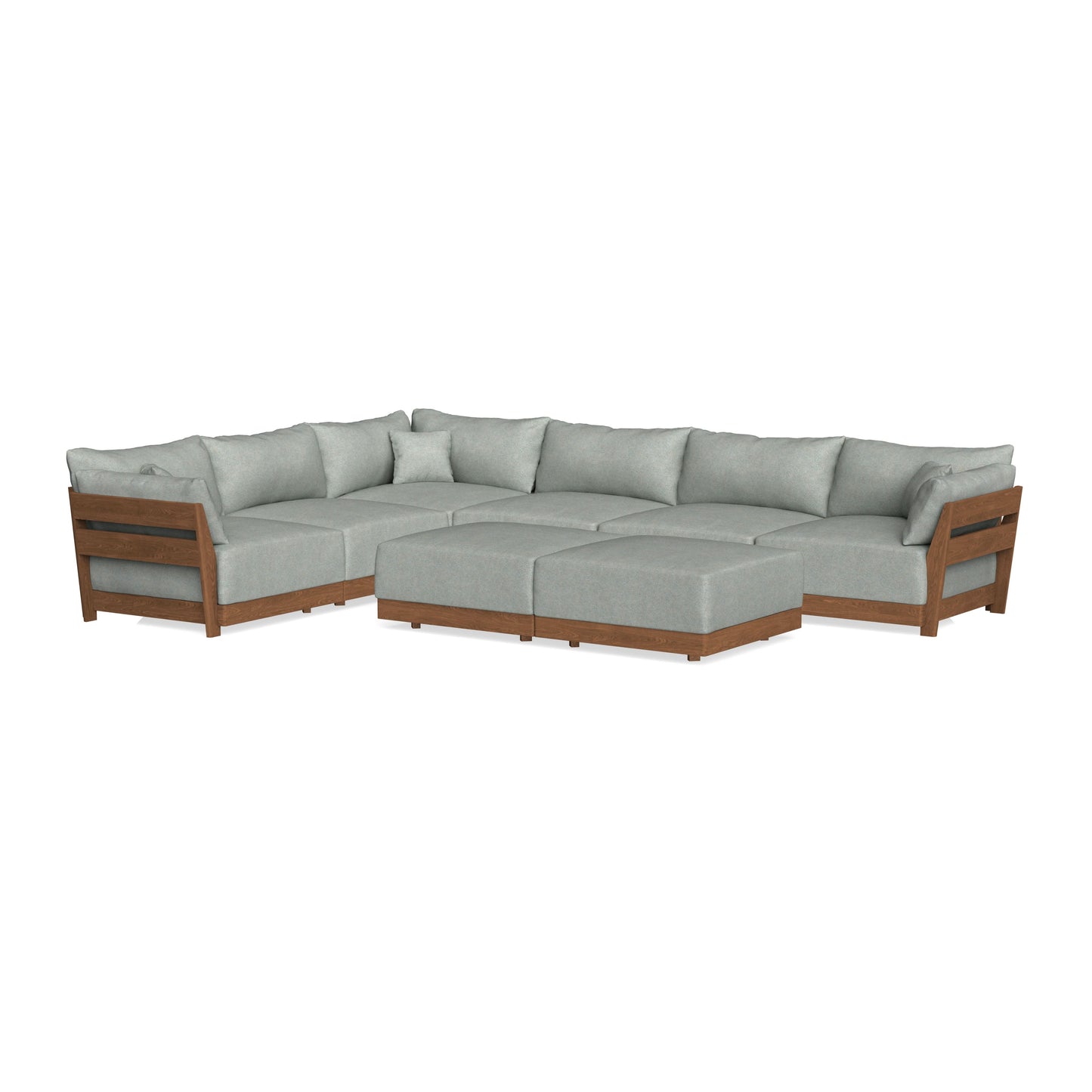 Modular Bondi Espresso 6-Seater Corner Sectional + Bench Ottoman in Spa | Classic Blend