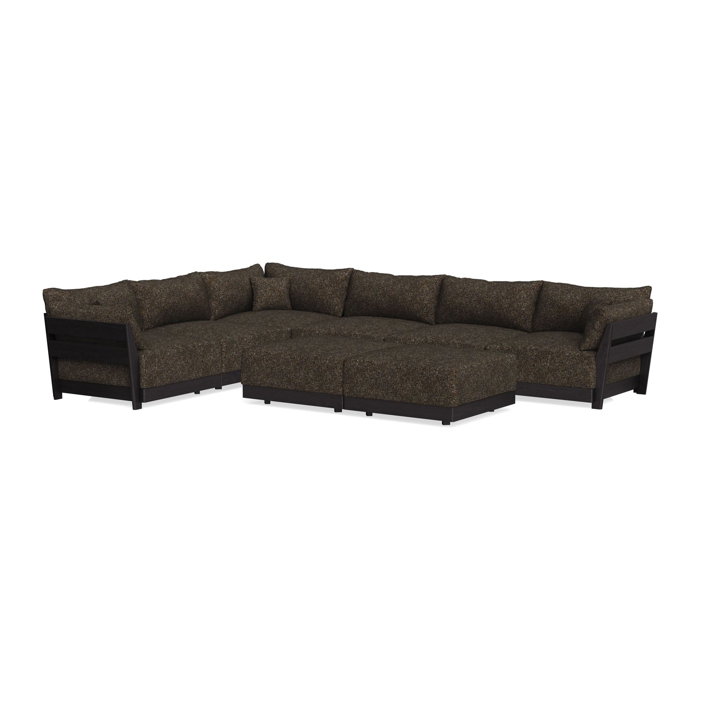 Modular Bondi Black 6-Seater Corner Sectional + Bench Ottoman in Phantom | Memory Foam Blend