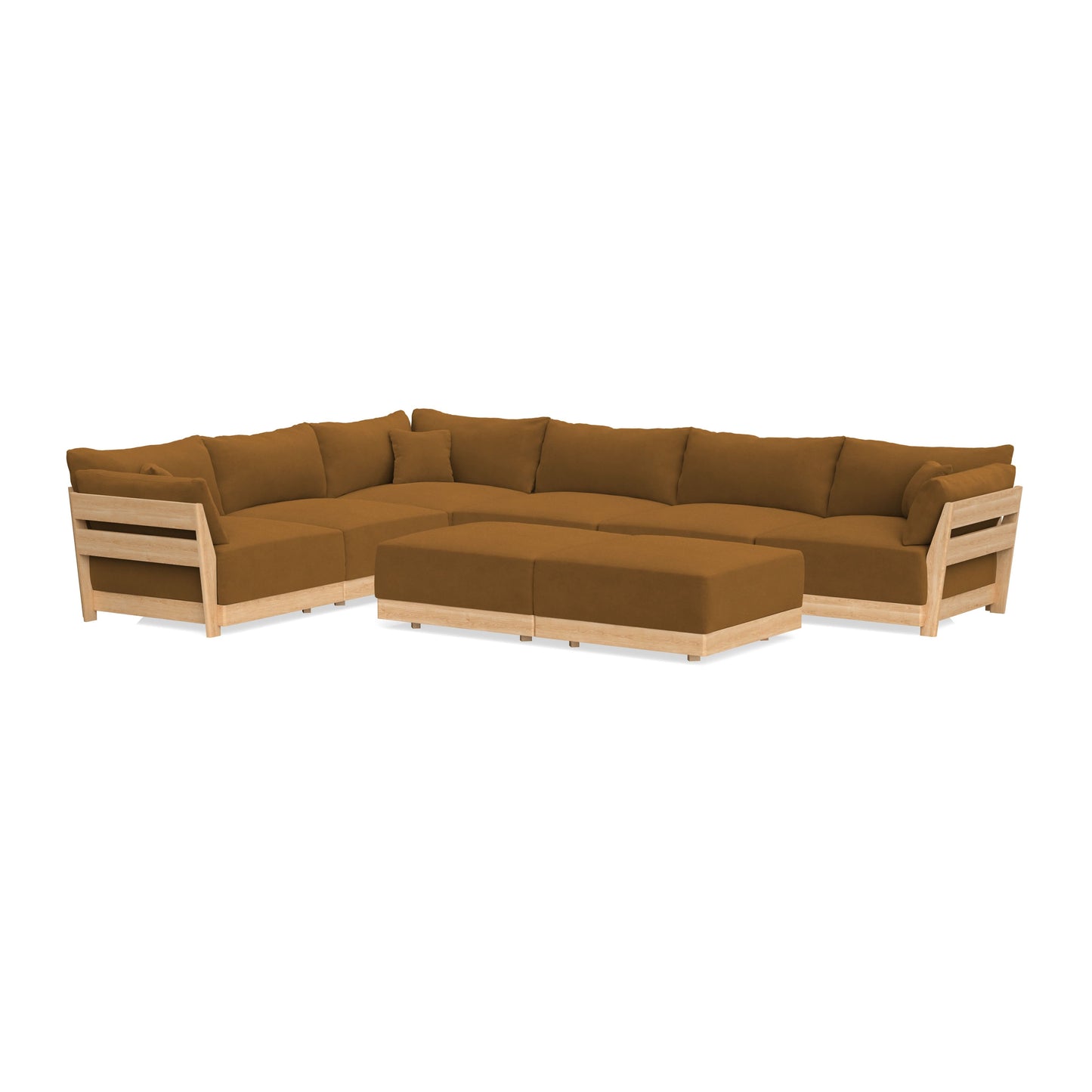 Slipcover Only - Modular Bondi 6-Seater Corner Sectional + Bench Ottoman in Cognac