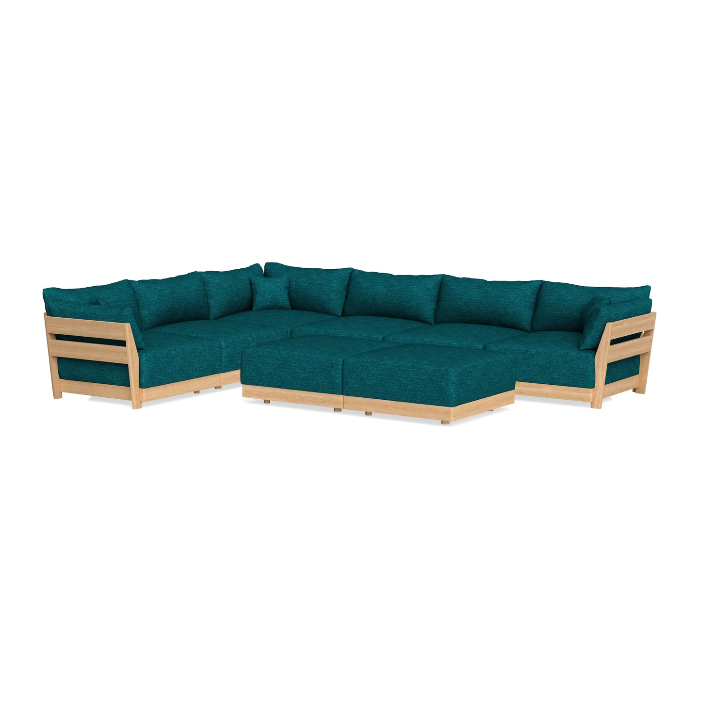 Slipcover Only - Modular Bondi 6-Seater Corner Sectional + Bench Ottoman in Marine Teal