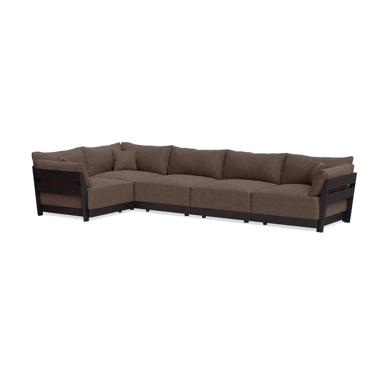 Modular Bondi Black 5-Seater L-Sectional in Chocolate | Memory Foam Blend