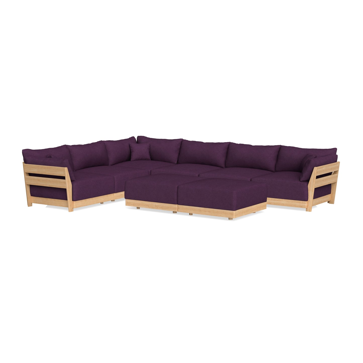 Slipcover Only - Modular Bondi 6-Seater Corner Sectional + Bench Ottoman in Aubergine