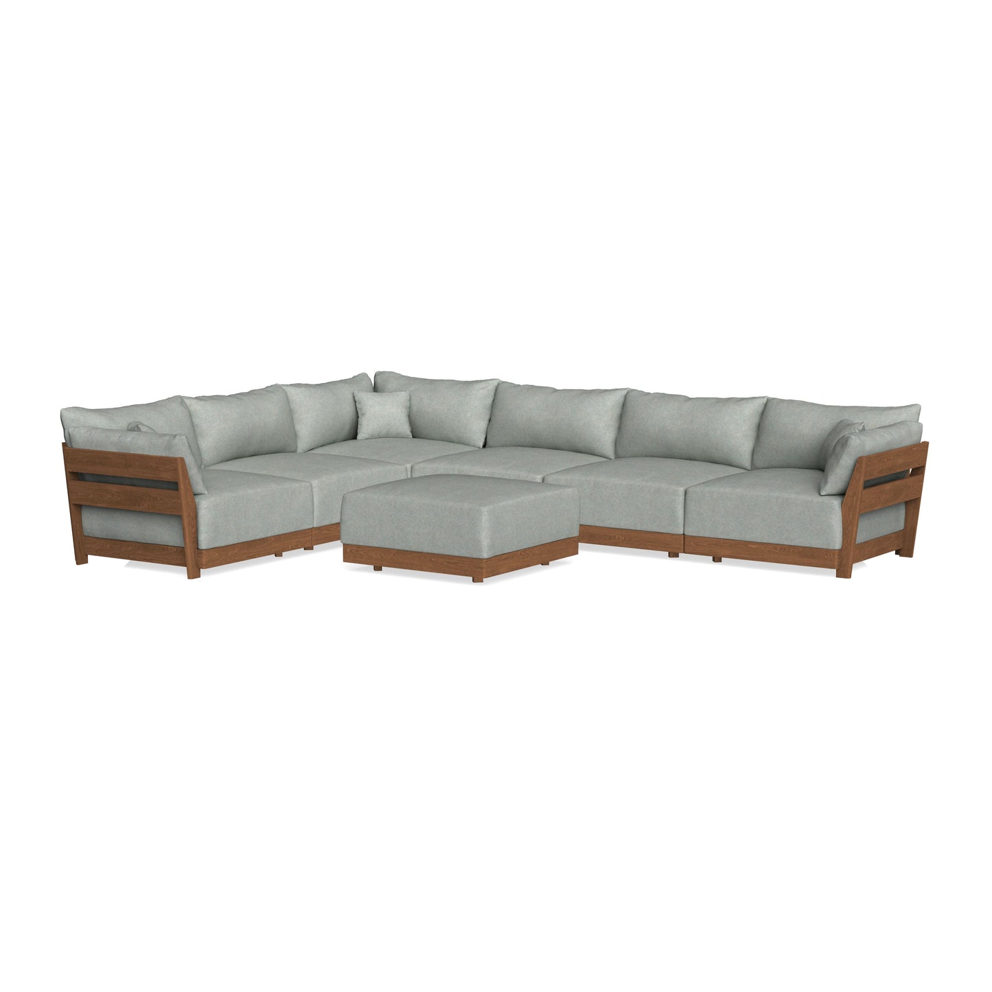 Modular Bondi Espresso 6-Seater Corner Sectional + Ottoman in Spa | Classic Blend
