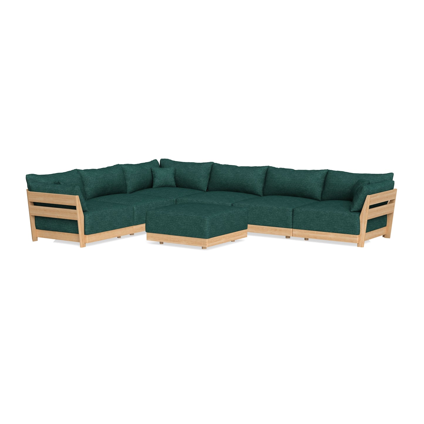 Slipcover Only - Modular Bondi 6-Seater Corner Sectional + Ottoman in Forest Green