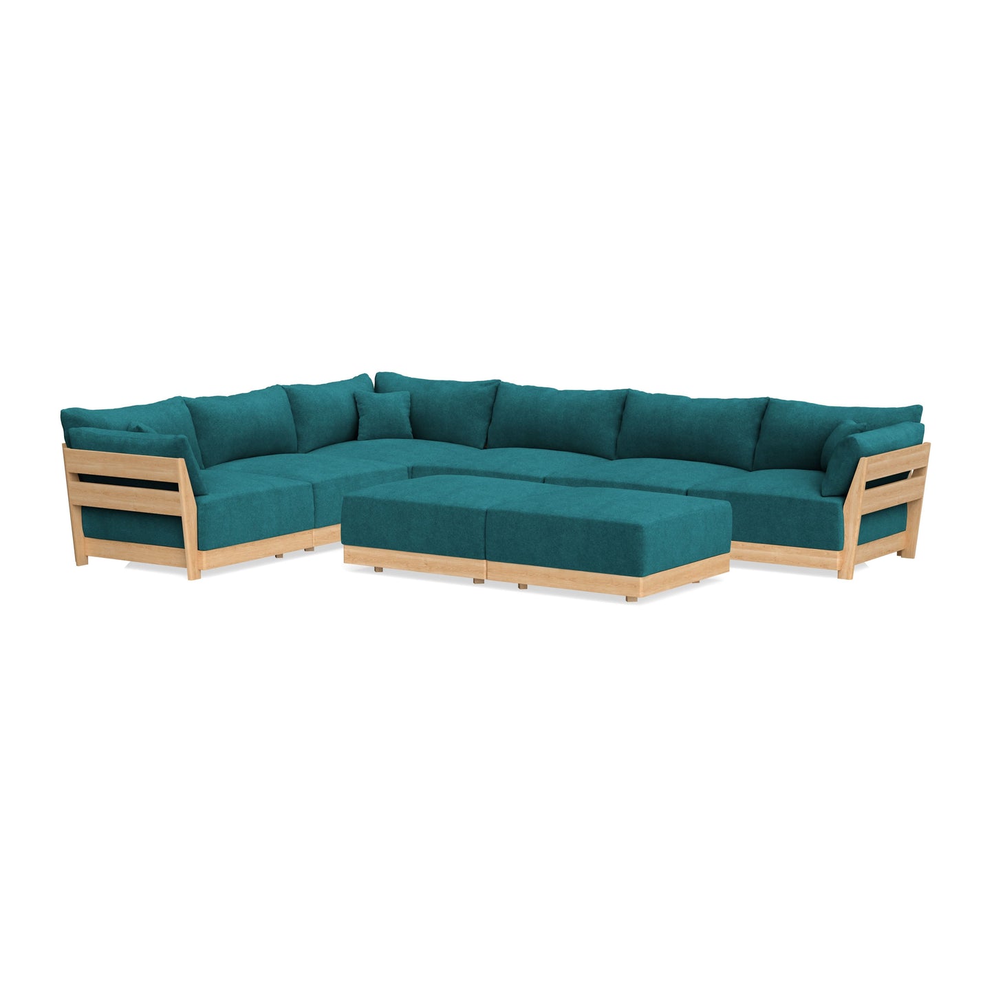 Slipcover Only - Modular Bondi 6-Seater Corner Sectional + Bench Ottoman in Ocean