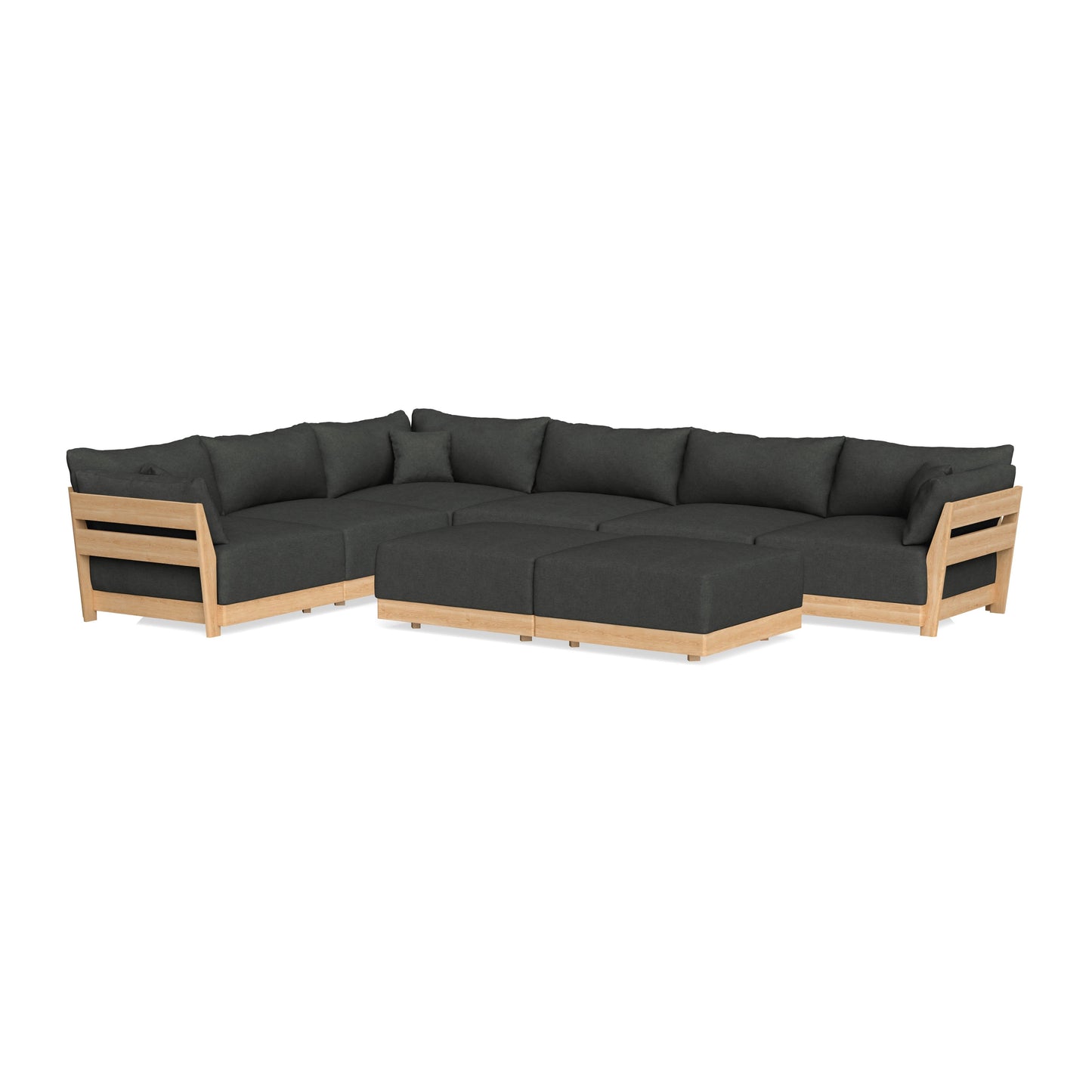 Slipcover Only - Modular Bondi 6-Seater Corner Sectional + Bench Ottoman in Raven Gray