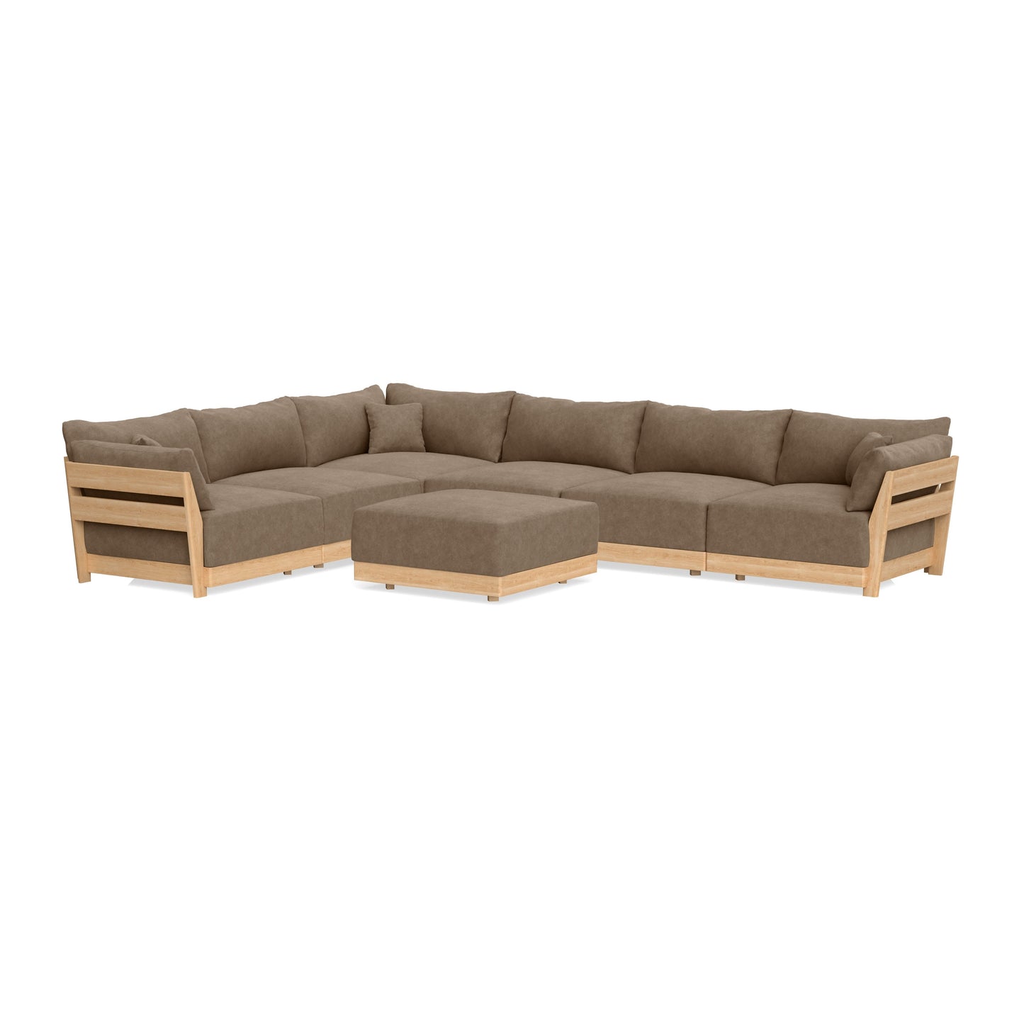 Slipcover Only - Modular Bondi 6-Seater Corner Sectional + Ottoman in Coffee