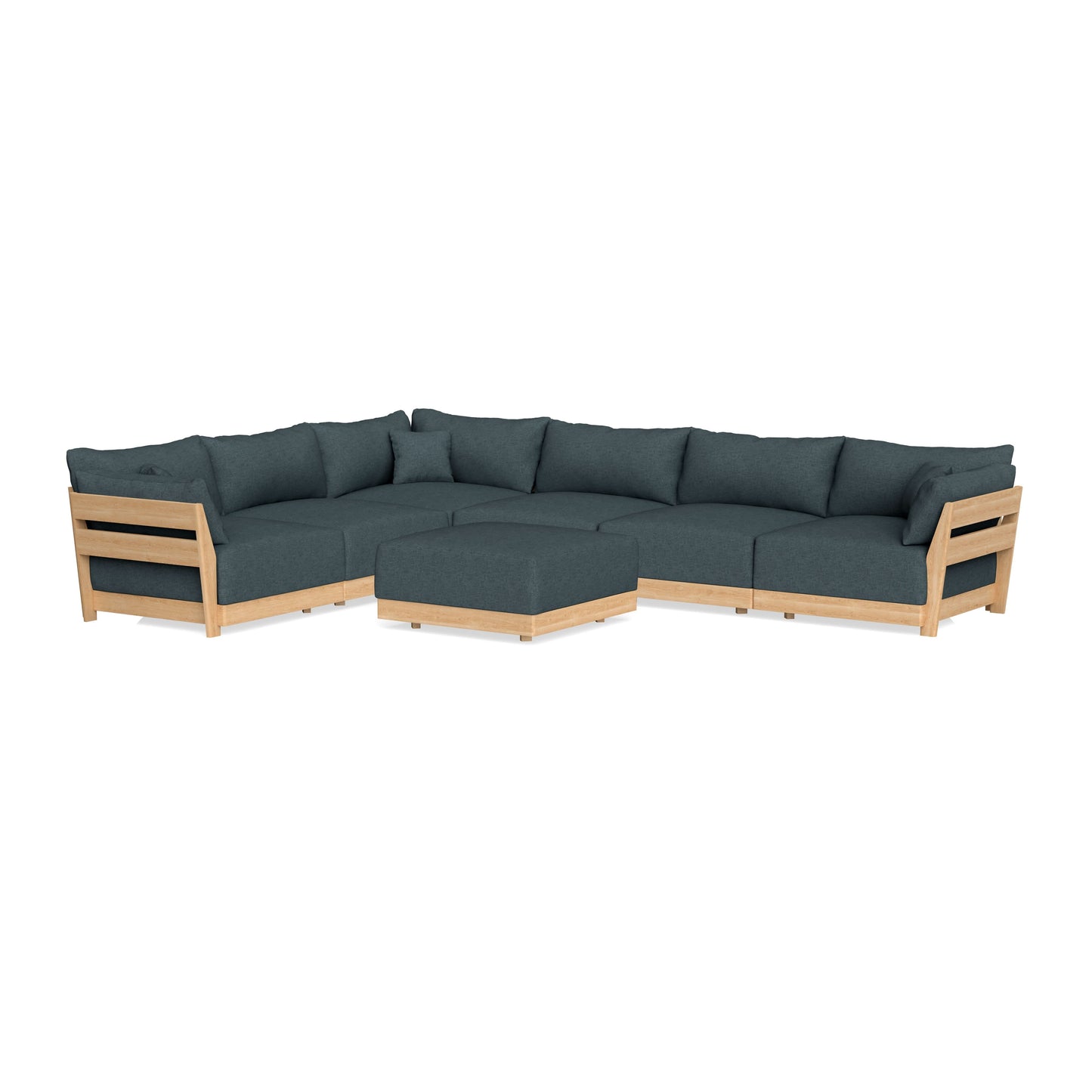 Slipcover Only - Modular Bondi 6-Seater Corner Sectional + Ottoman in Ocean Gray