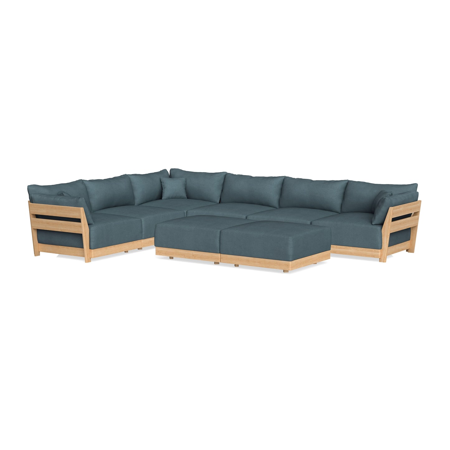 Slipcover Only - Modular Bondi 6-Seater Corner Sectional + Bench Ottoman in Slate Blue