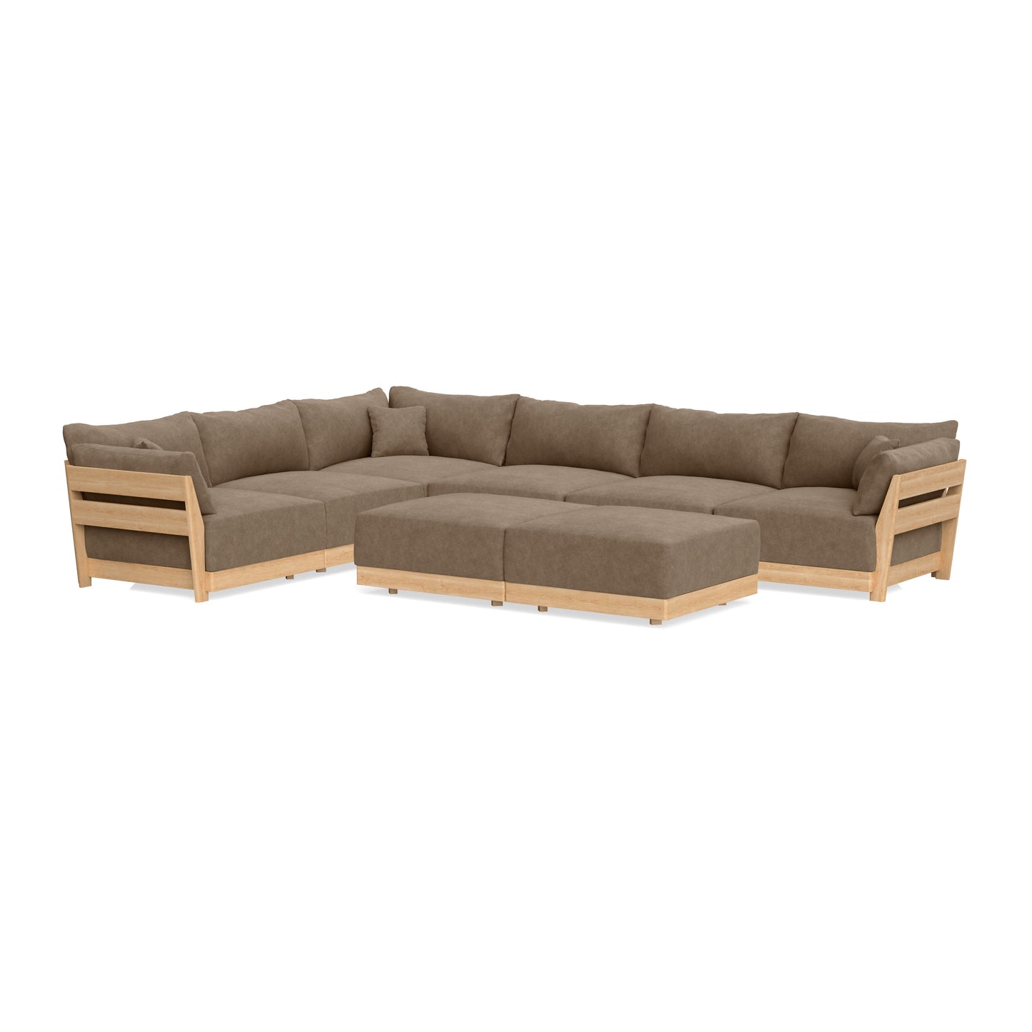 Slipcover Only - Modular Bondi 6-Seater Corner Sectional + Bench Ottoman in Coffee
