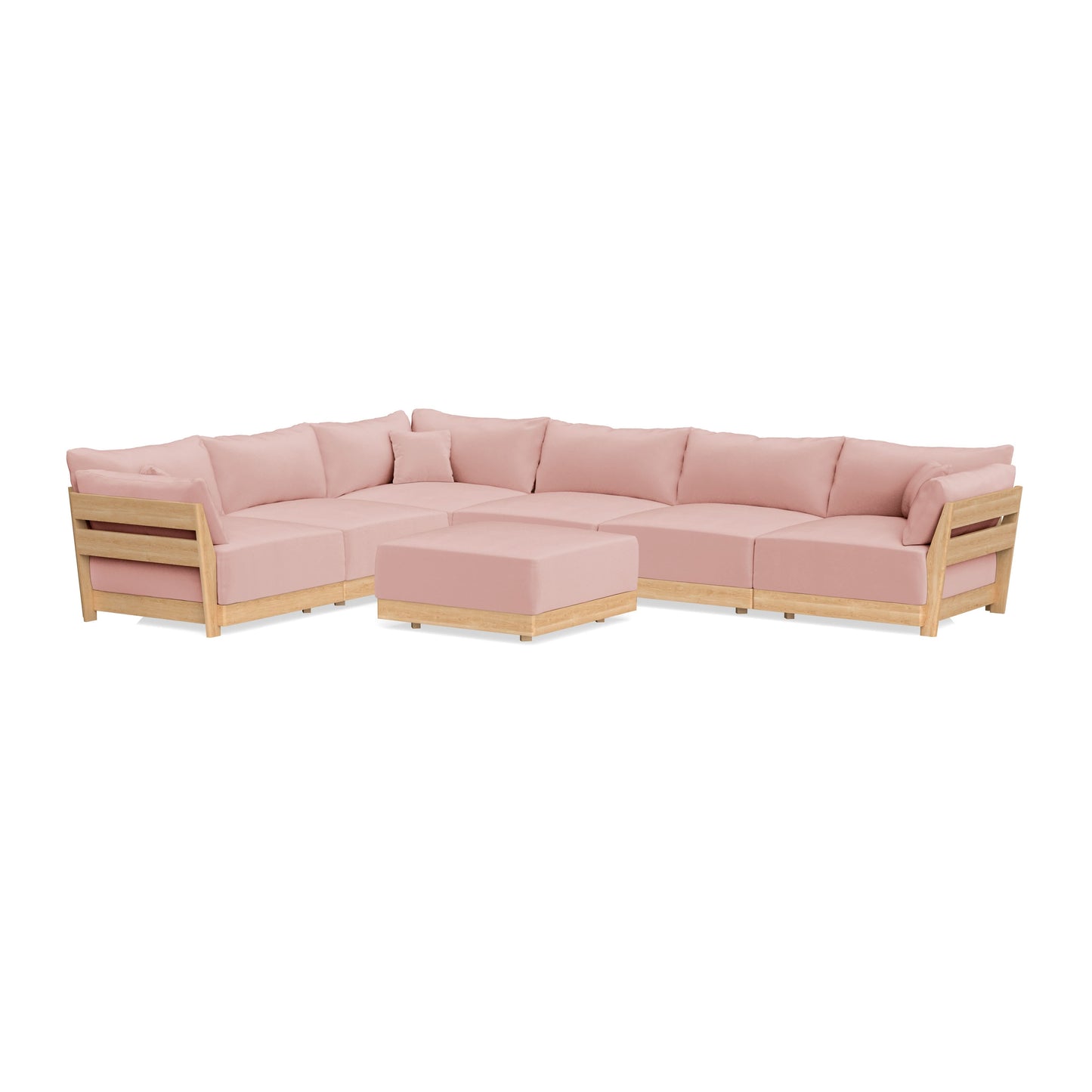 Slipcover Only - Modular Bondi 6-Seater Corner Sectional + Ottoman in Powder Pink