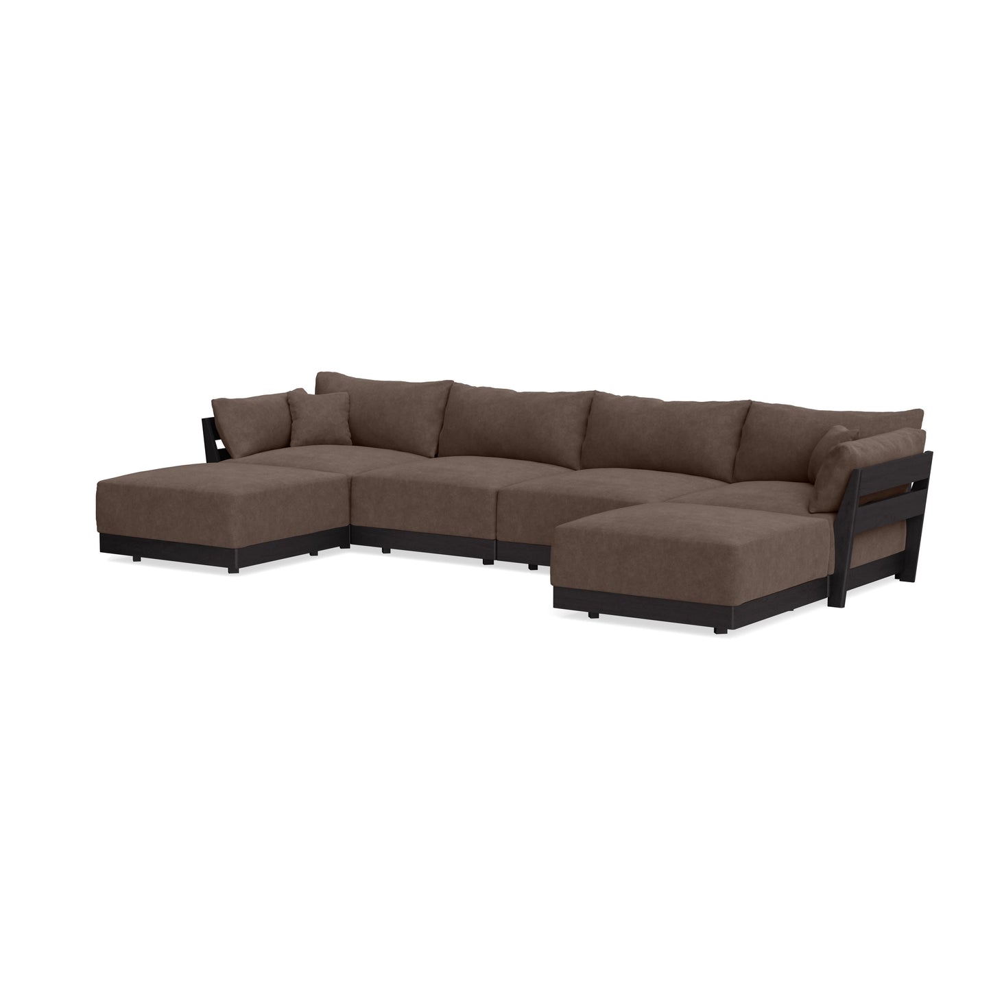 Modular Bondi Black 4-Seater U-Sectional in Chocolate | Memory Foam Blend