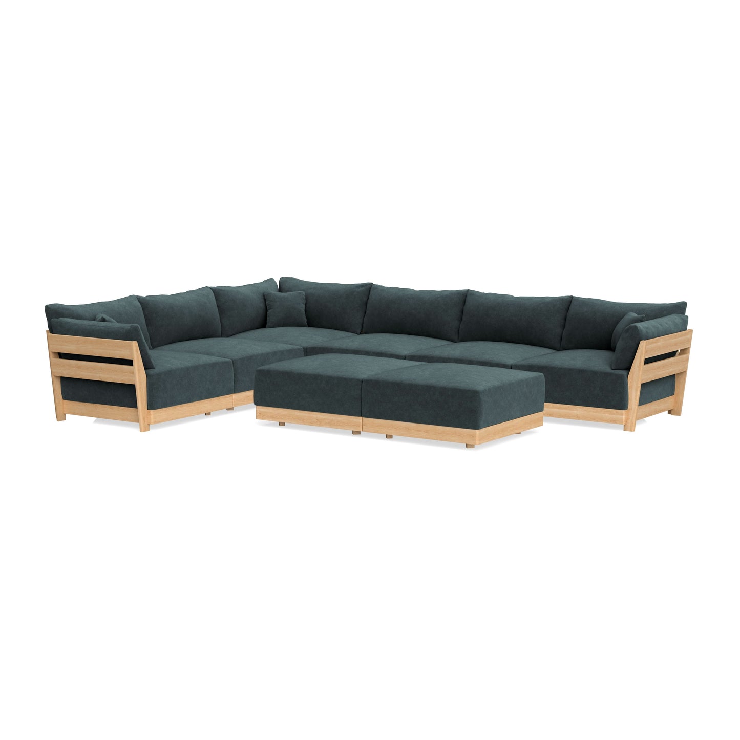 Slipcover Only - Modular Bondi 6-Seater Corner Sectional + Bench Ottoman in Nightfall