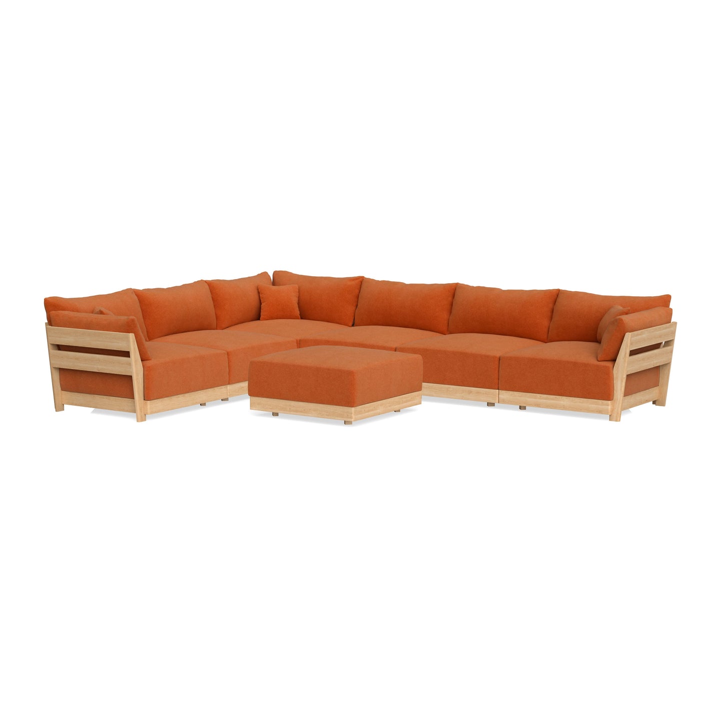 Slipcover Only - Modular Bondi 6-Seater Corner Sectional + Ottoman in Terracotta