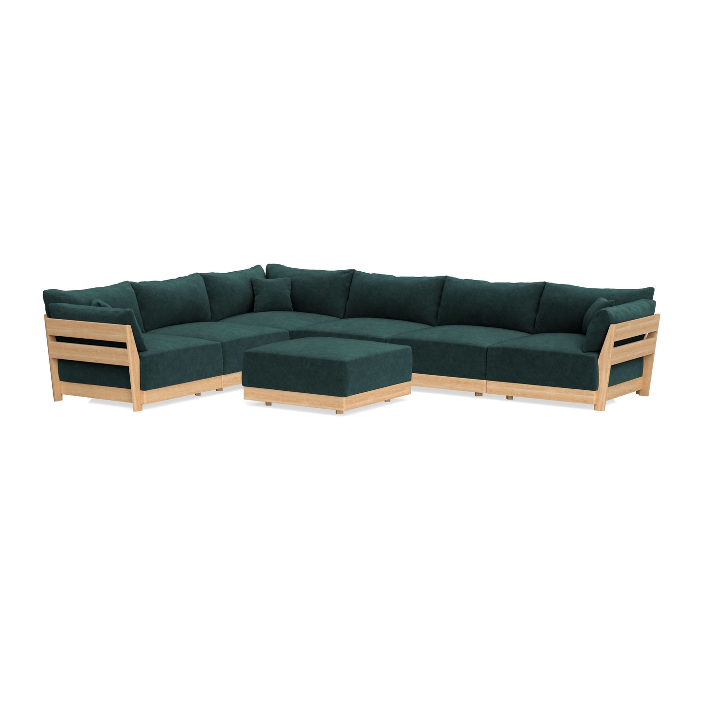Slipcover Only - Modular Bondi 6-Seater Corner Sectional + Ottoman in Harbor Blue