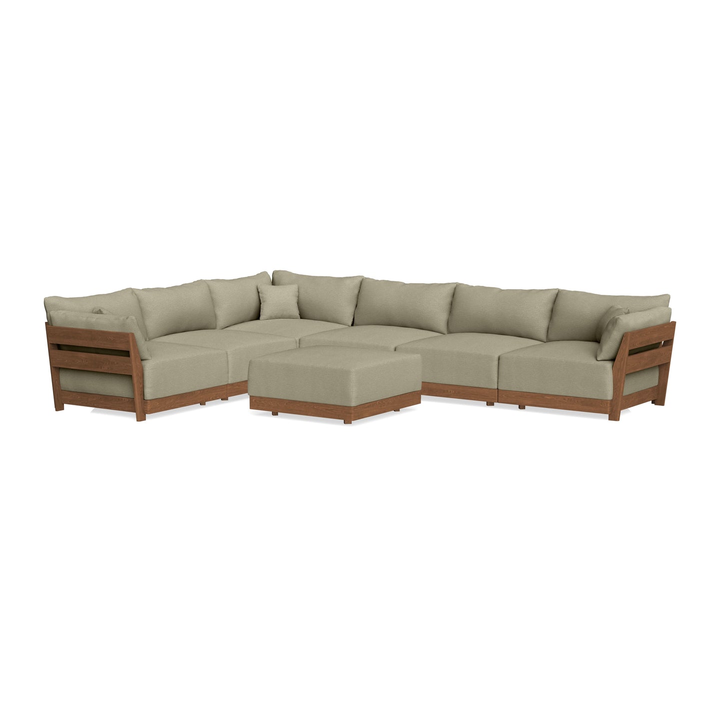 Modular Bondi Espresso 6-Seater Corner Sectional + Ottoman in Cappuccino | Memory Foam Blend
