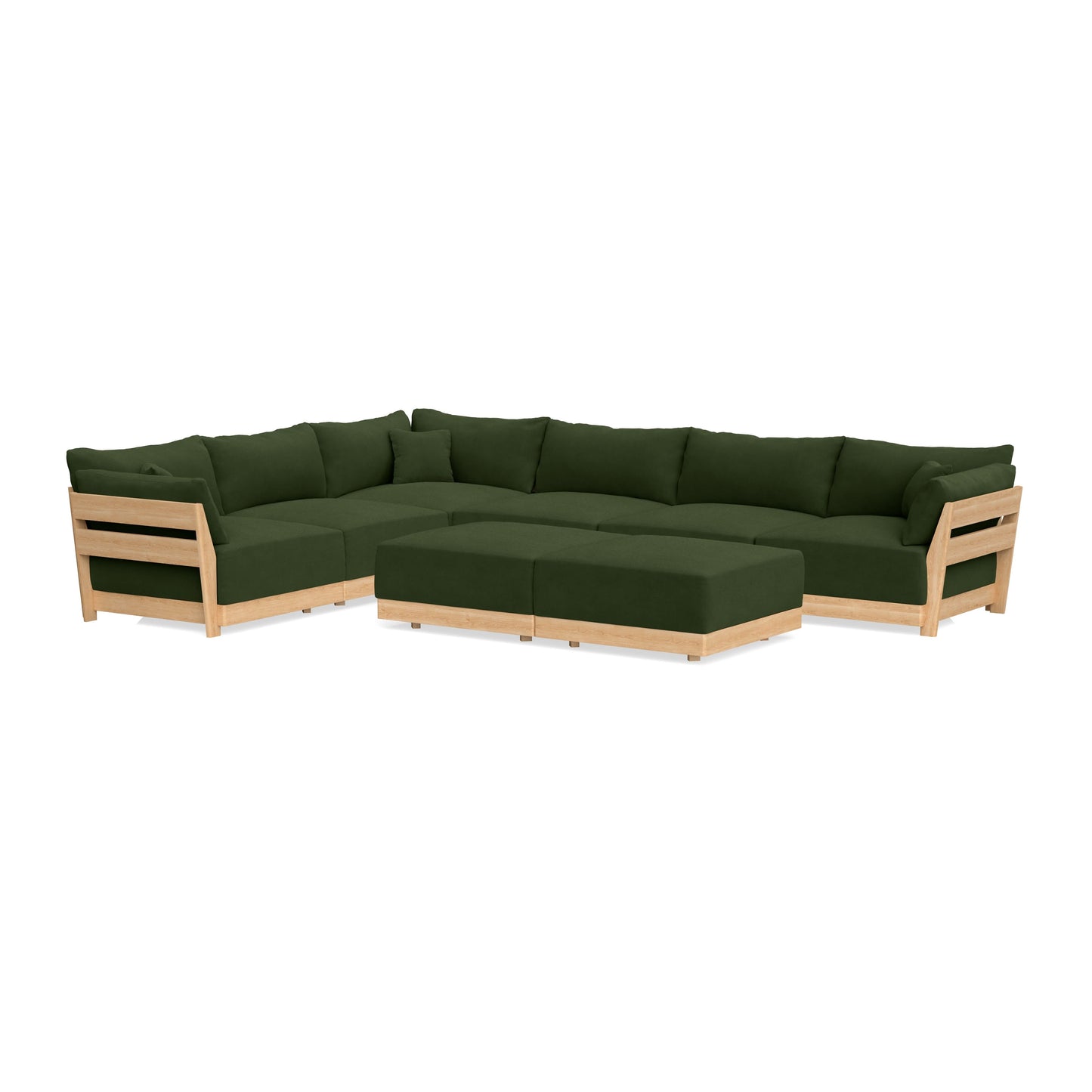 Slipcover Only - Modular Bondi 6-Seater Corner Sectional + Bench Ottoman in Tuscan Green