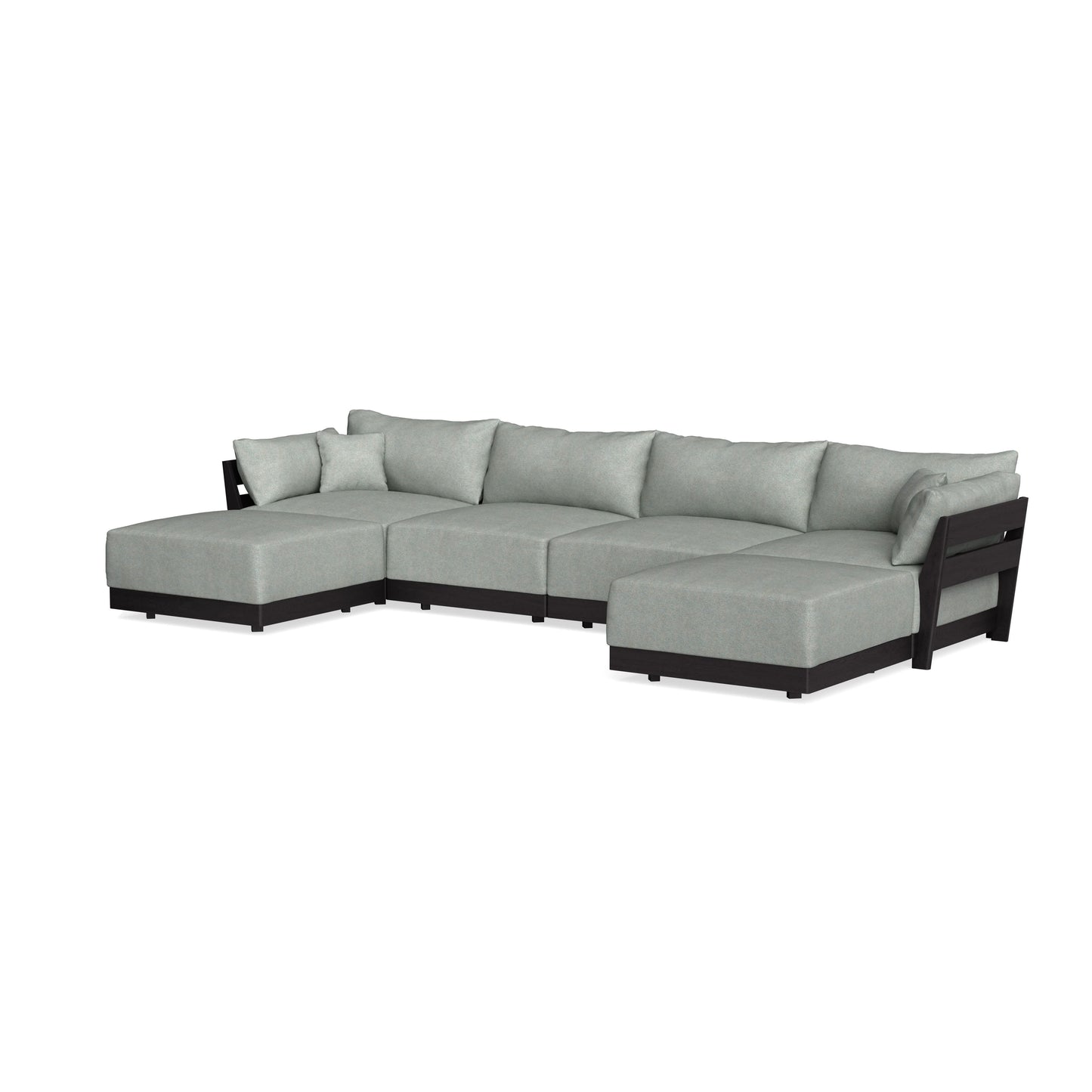 Modular Bondi Black 4-Seater U-Sectional in Spa | Memory Foam Blend