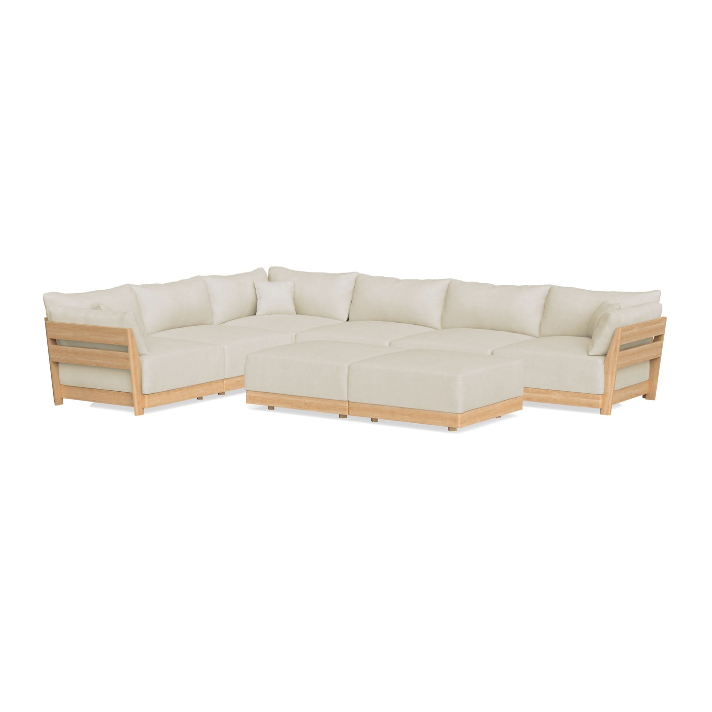 Slipcover Only - Modular Bondi 6-Seater Corner Sectional + Bench Ottoman in Mascarpone