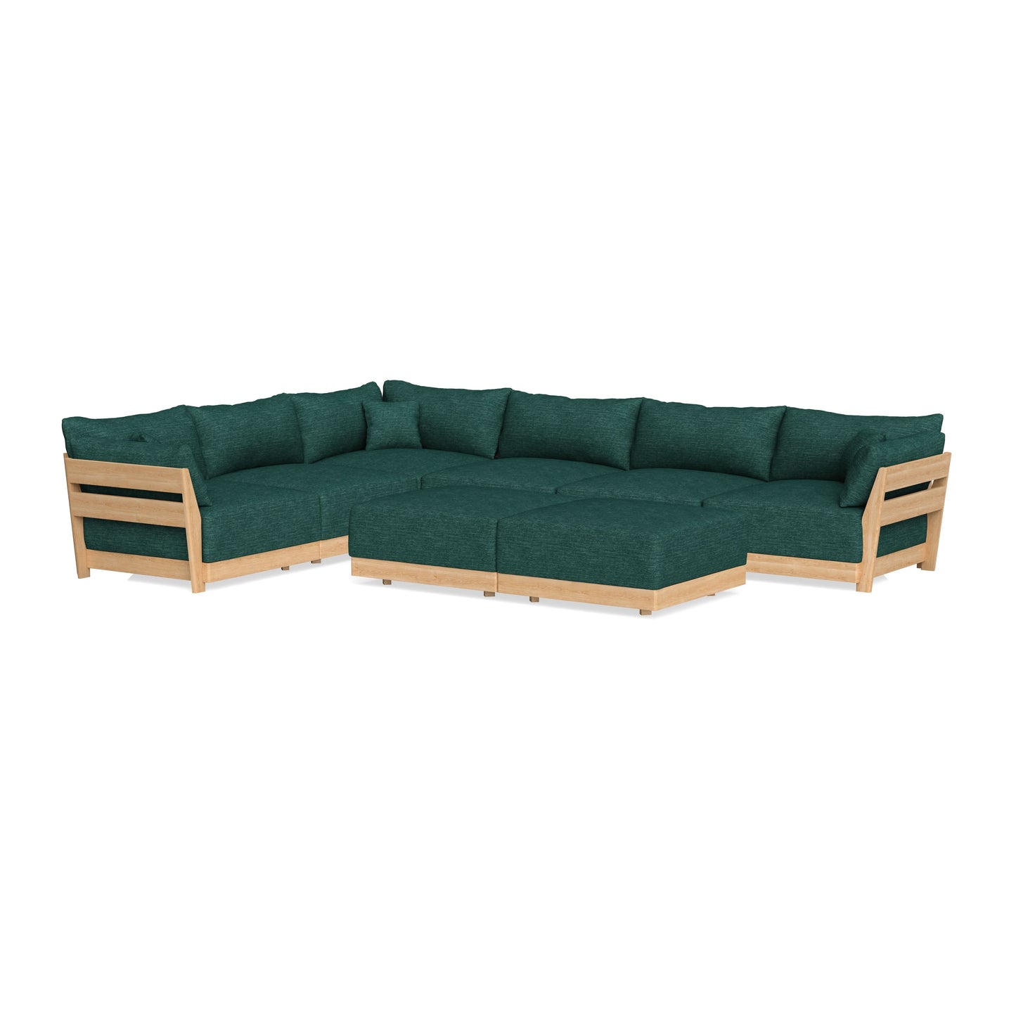 Slipcover Only - Modular Bondi 6-Seater Corner Sectional + Bench Ottoman in Forest Green