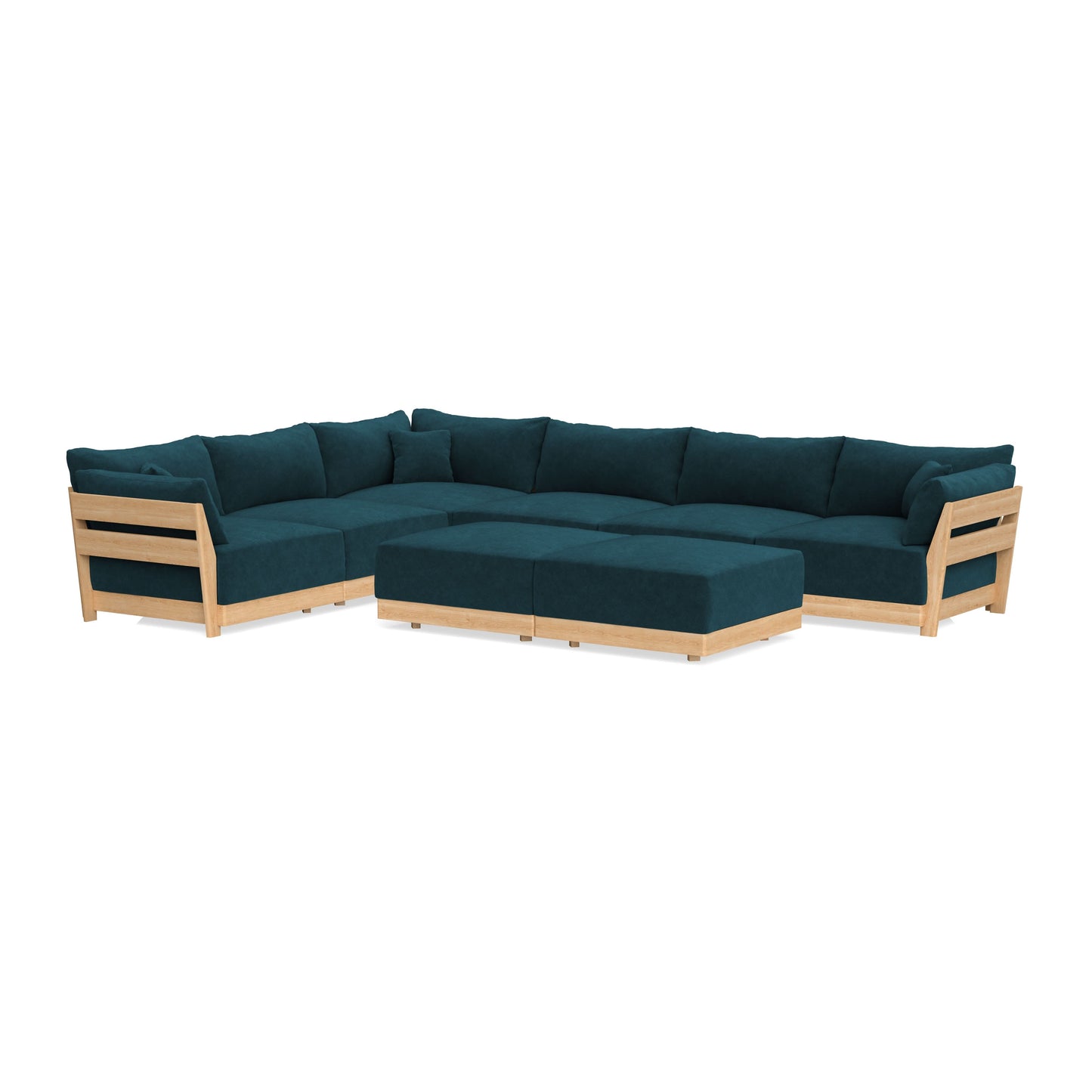 Slipcover Only - Modular Bondi 6-Seater Corner Sectional + Bench Ottoman in Indigo