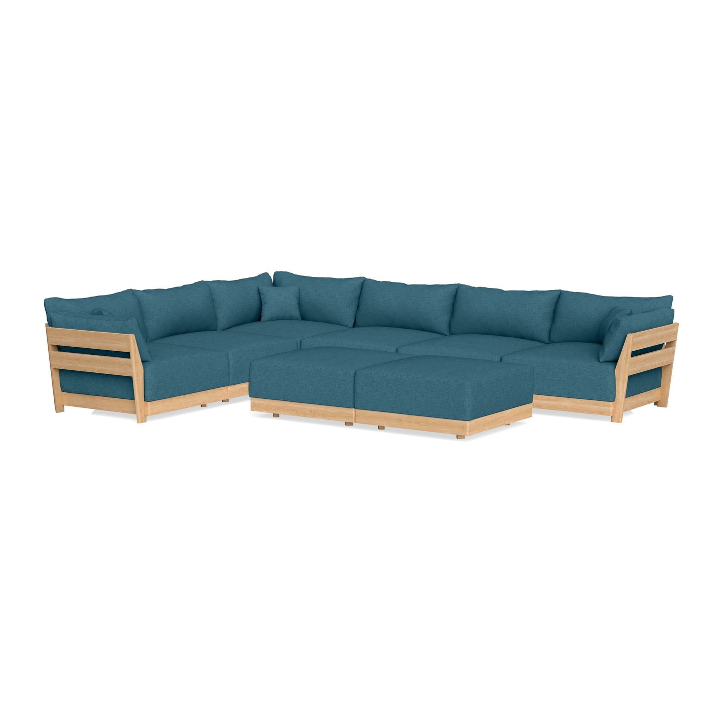 Slipcover Only - Modular Bondi 6-Seater Corner Sectional + Bench Ottoman in Aegean Blue
