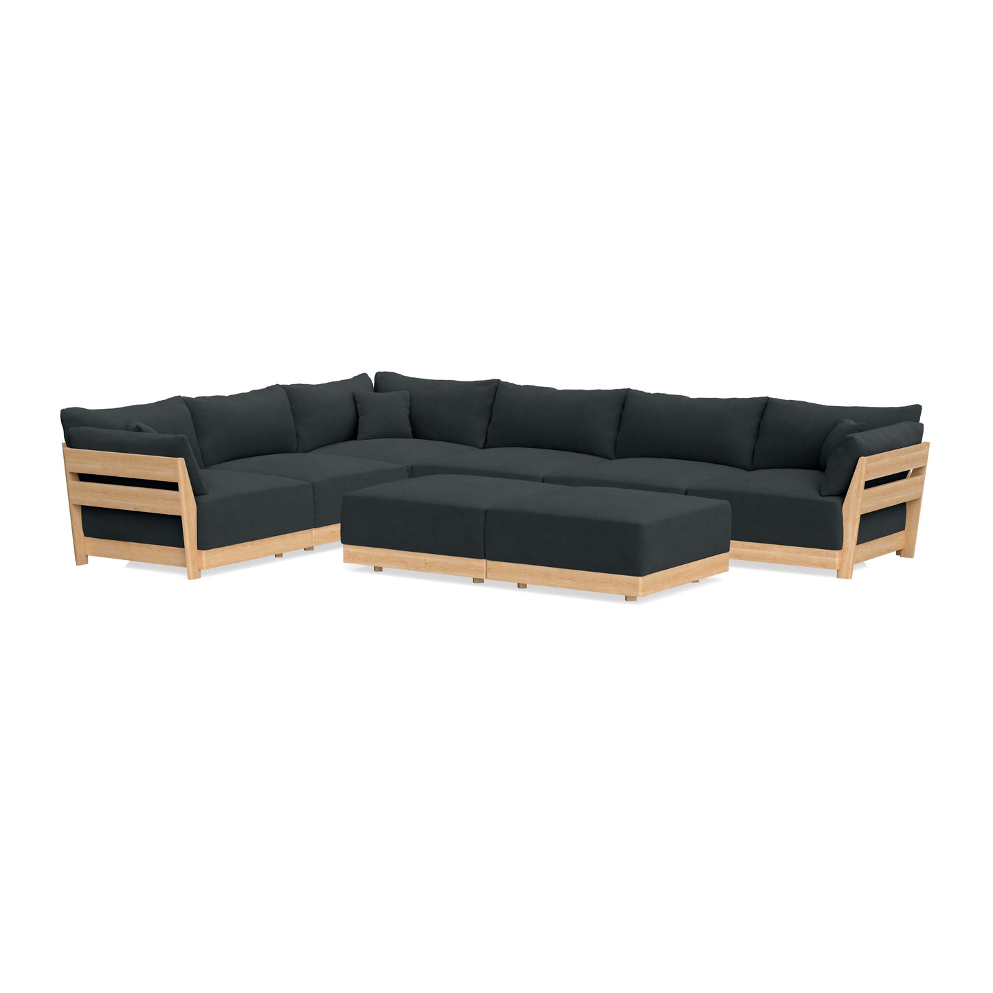 Slipcover Only - Modular Bondi 6-Seater Corner Sectional + Bench Ottoman in Obsidian