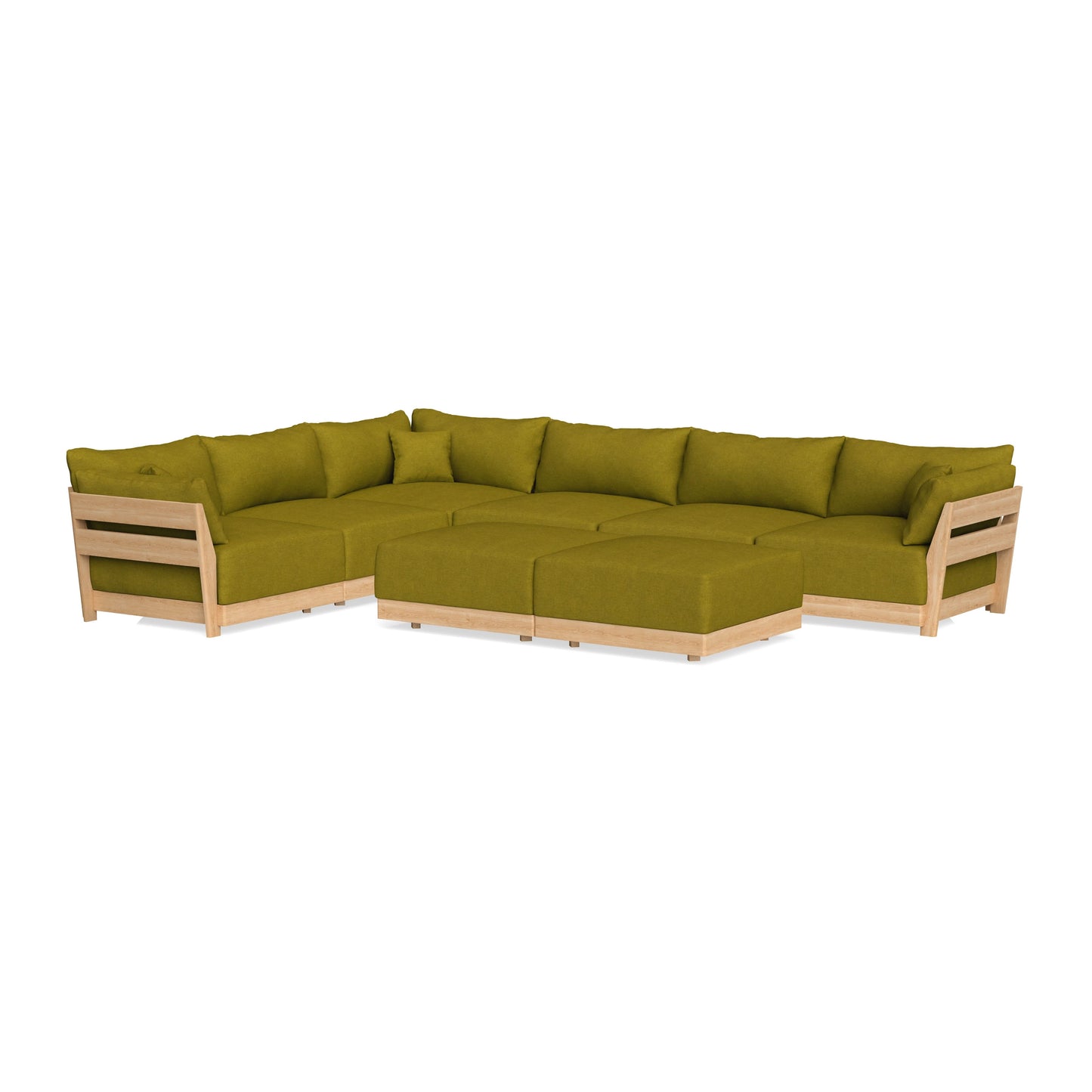 Slipcover Only - Modular Bondi 6-Seater Corner Sectional + Bench Ottoman in Olive Green