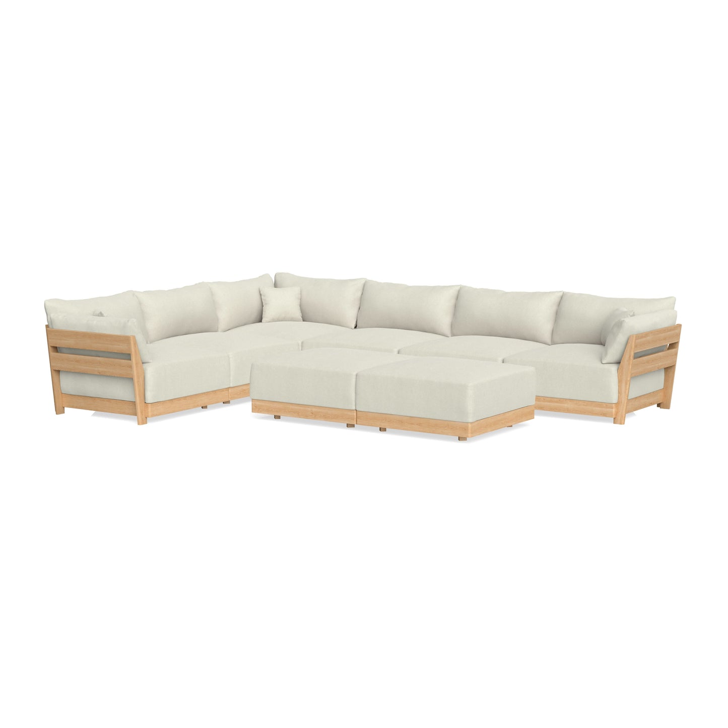 Slipcover Only - Modular Bondi 6-Seater Corner Sectional + Bench Ottoman in Eggshell