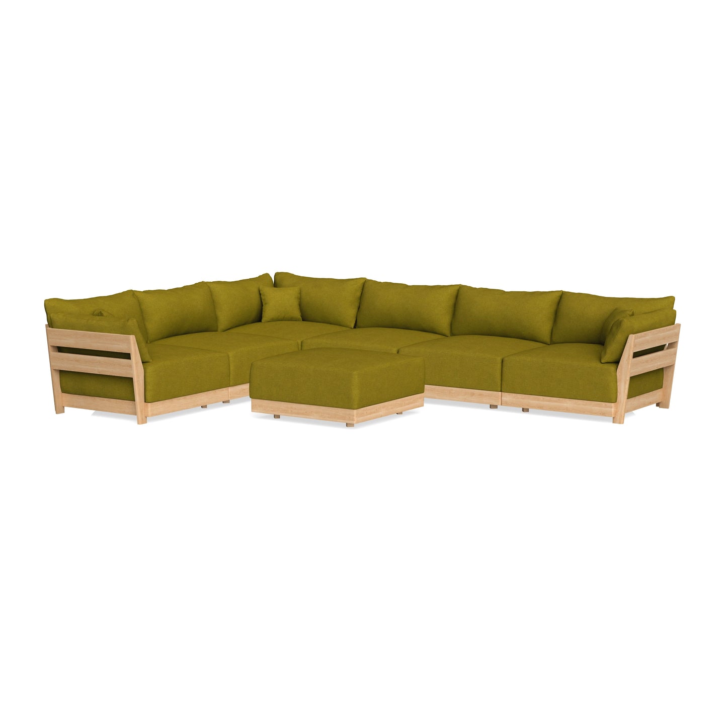 Slipcover Only - Modular Bondi 6-Seater Corner Sectional + Ottoman in Olive Green
