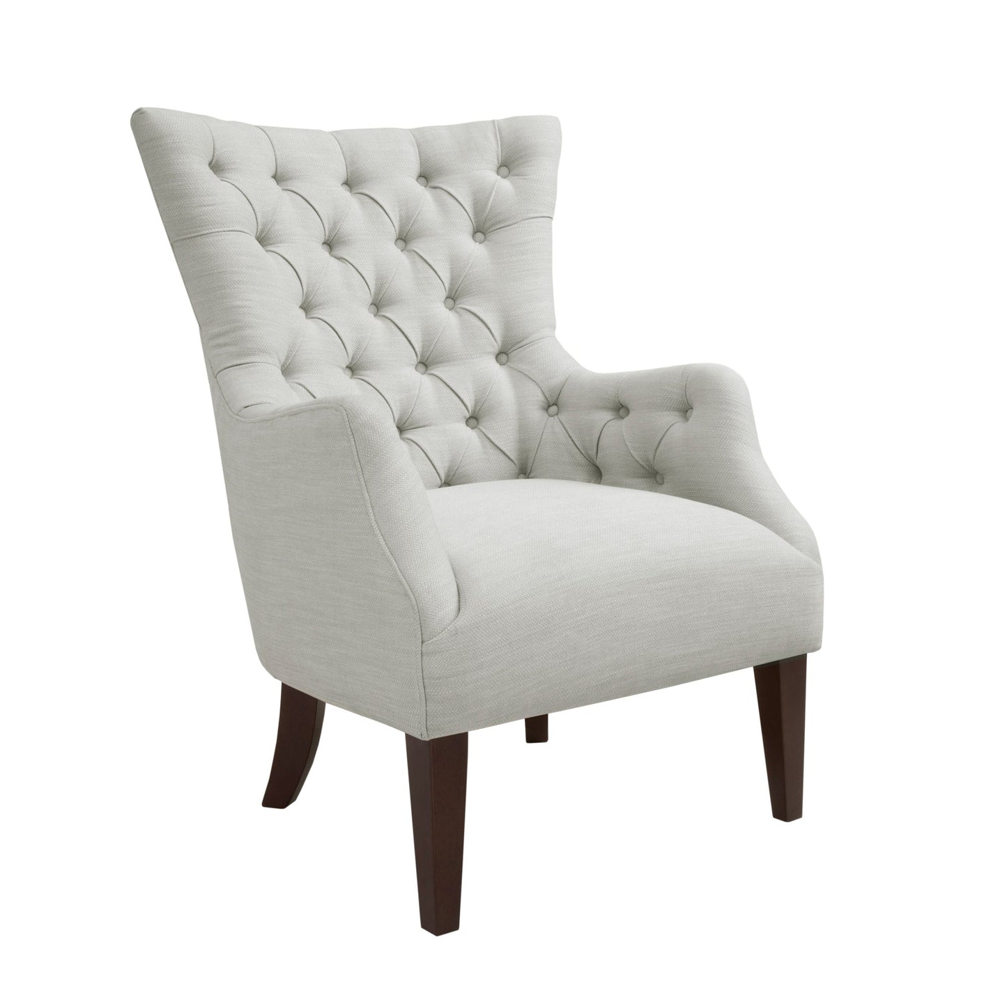 Button Tufted Upholstered Wing Chair with Solid Wood Frame