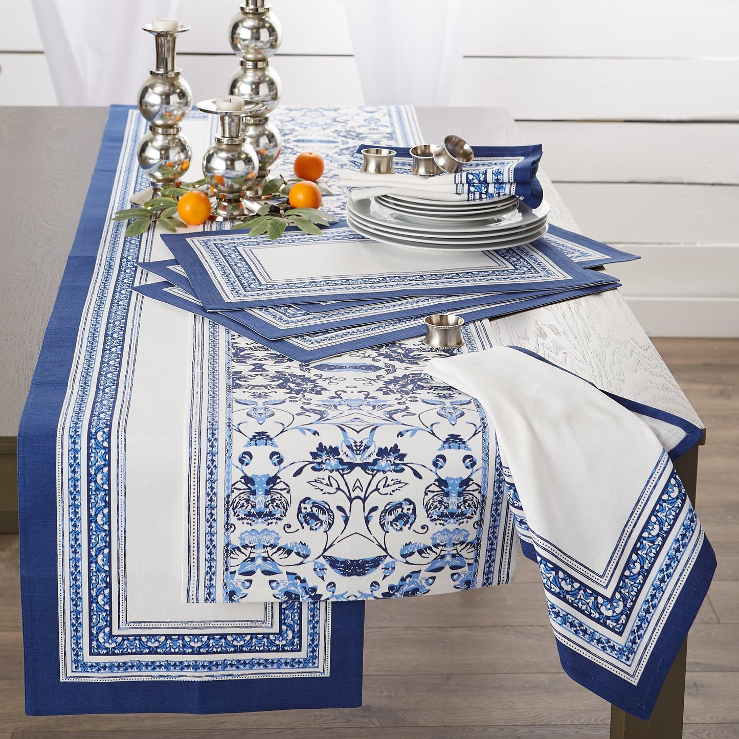 Porto Stripe Print Table Runner 14X72