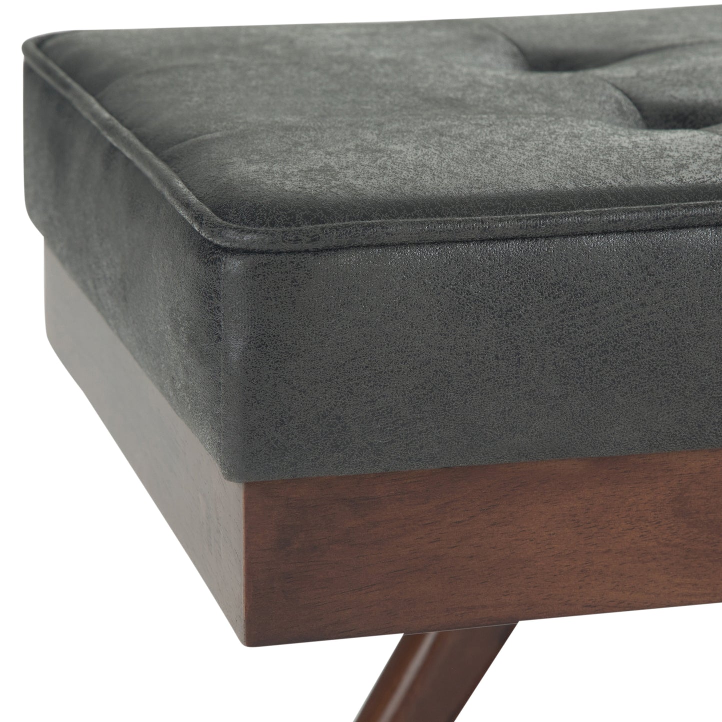 Wildflower Upholstered Button Tufted Ottoman Bench with Solid Wood Frame