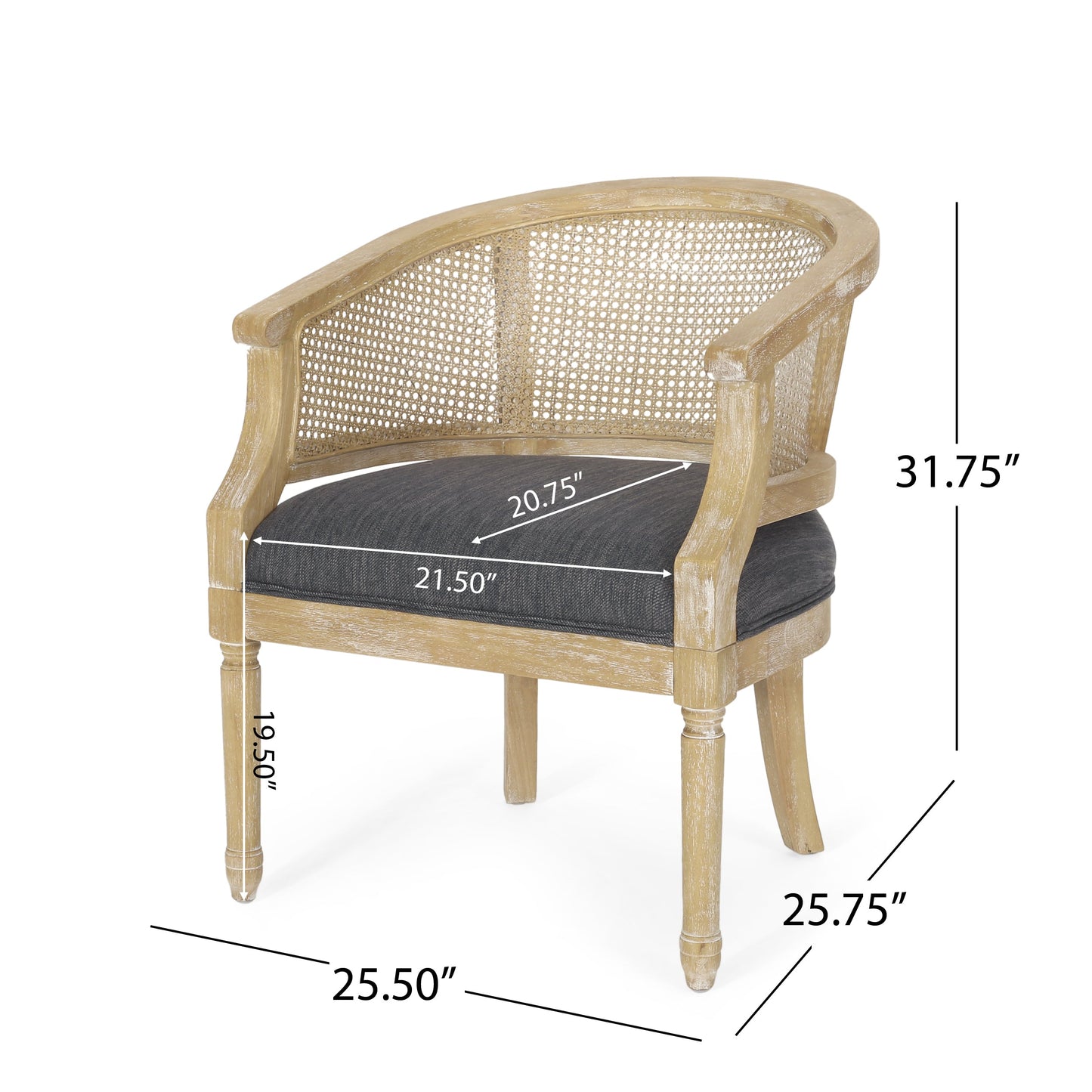 Accent Chair with Curved Back and Turned Leg